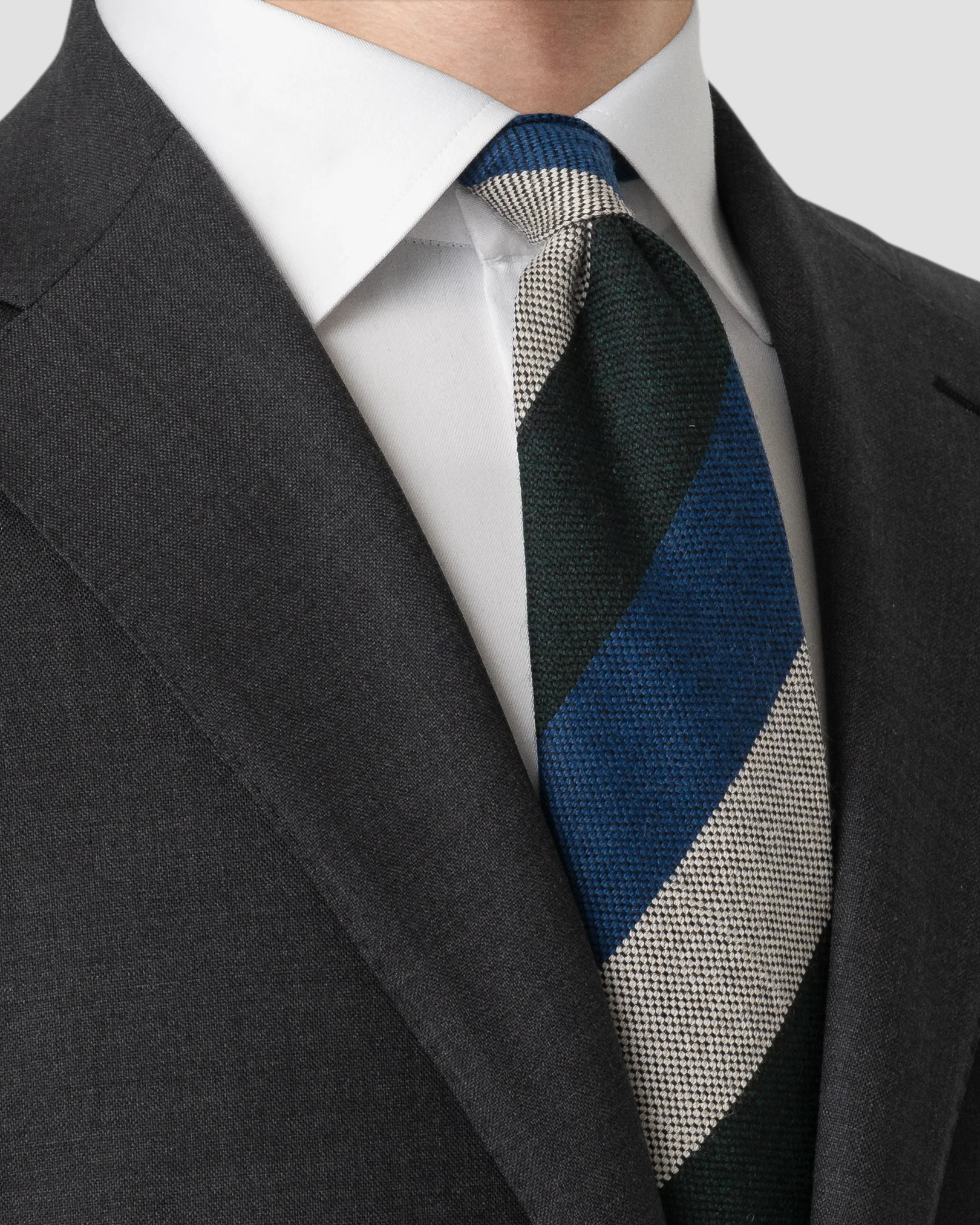 Eton - regimental striped wool tie dark green regimental striped wool tie