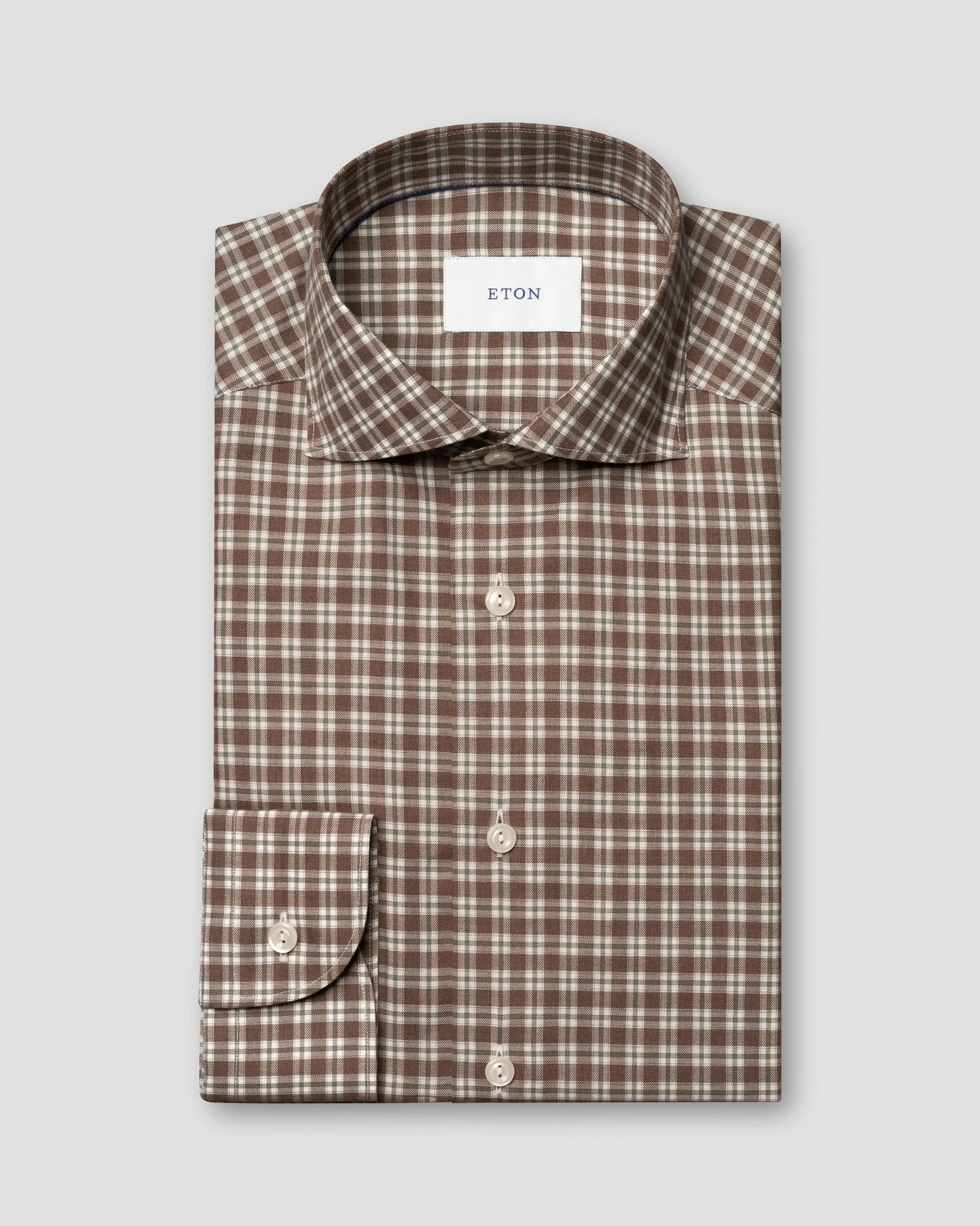 Eton - check signature flannel shirt wide spread
