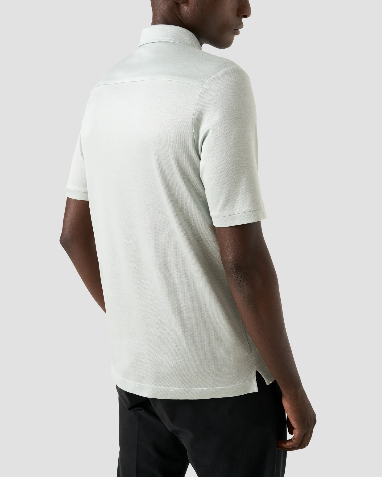 Eton - mid green jaquard filo di scozia polo shirt