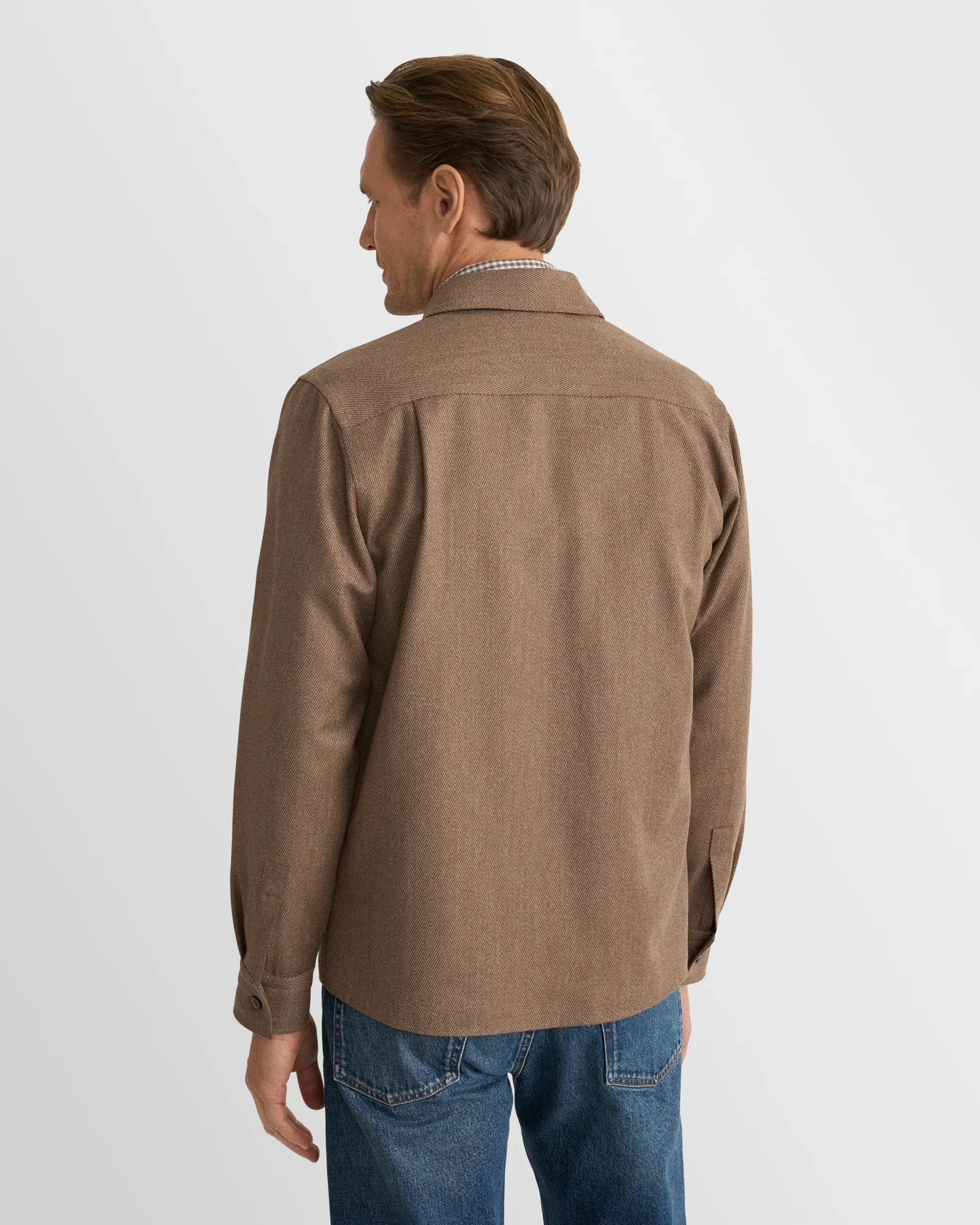 Eton - beige wool structure four pocket overshirt