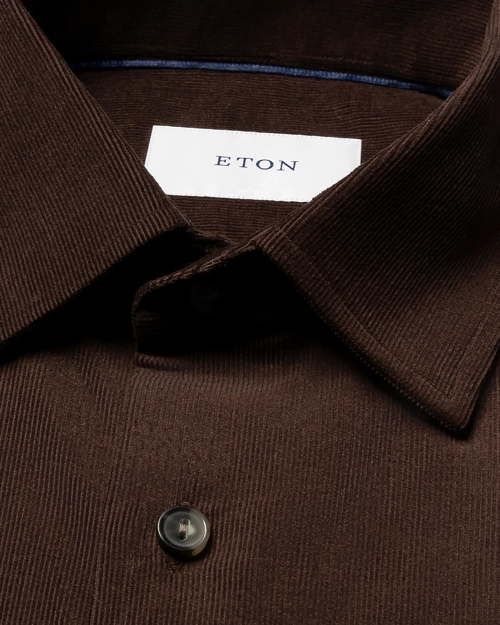 Eton - dark brown solid corduroy shirt
