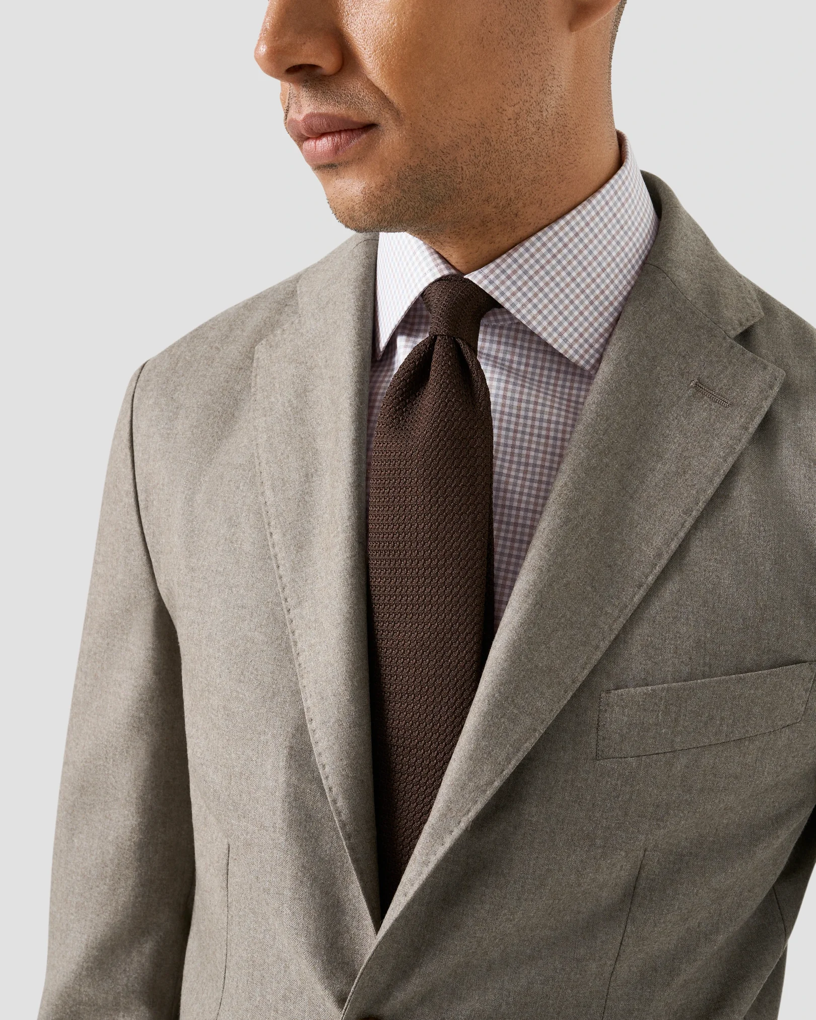 Eton - micro check twill shirt cutaway collar