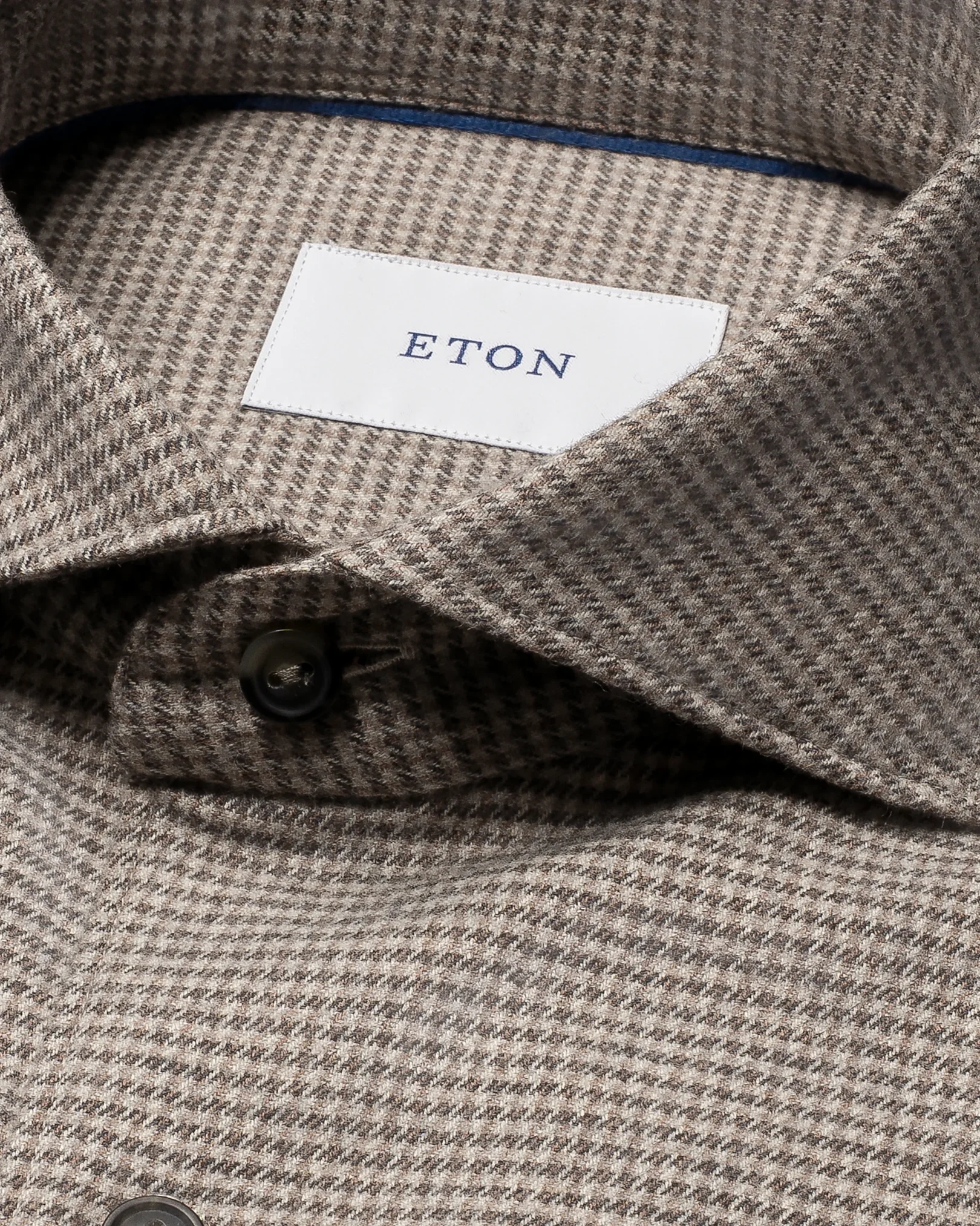 Eton - mid grey houndstooth check flannel shirt