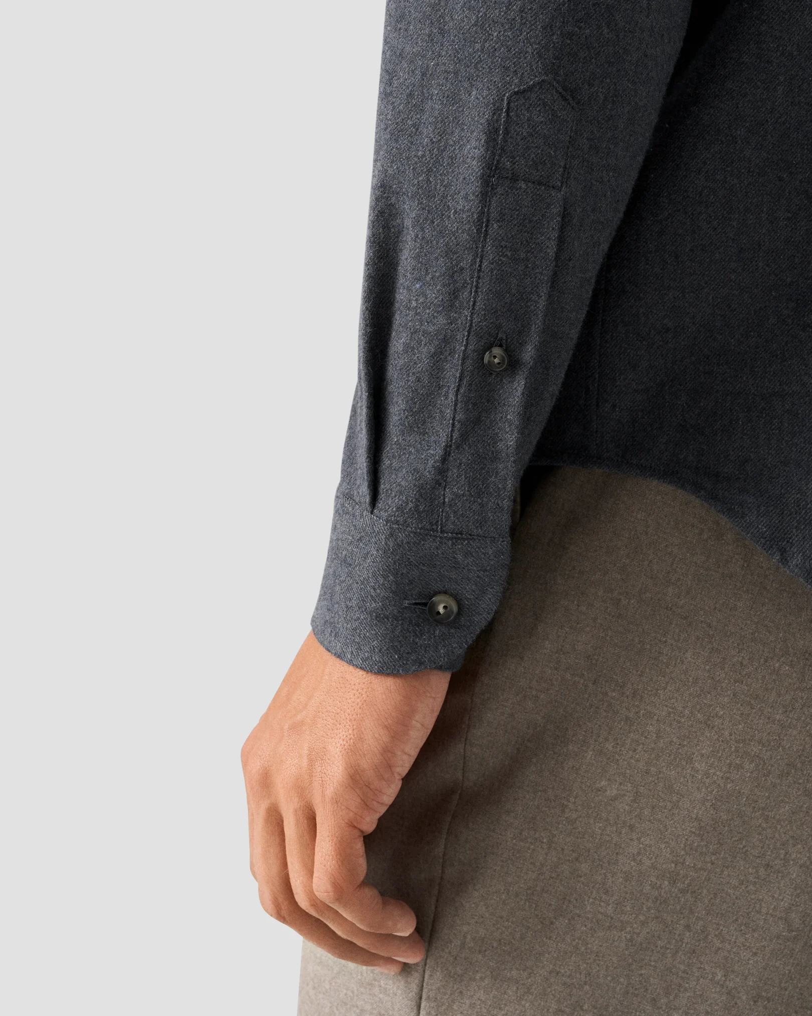 Eton - dark blue solid flannel shirt