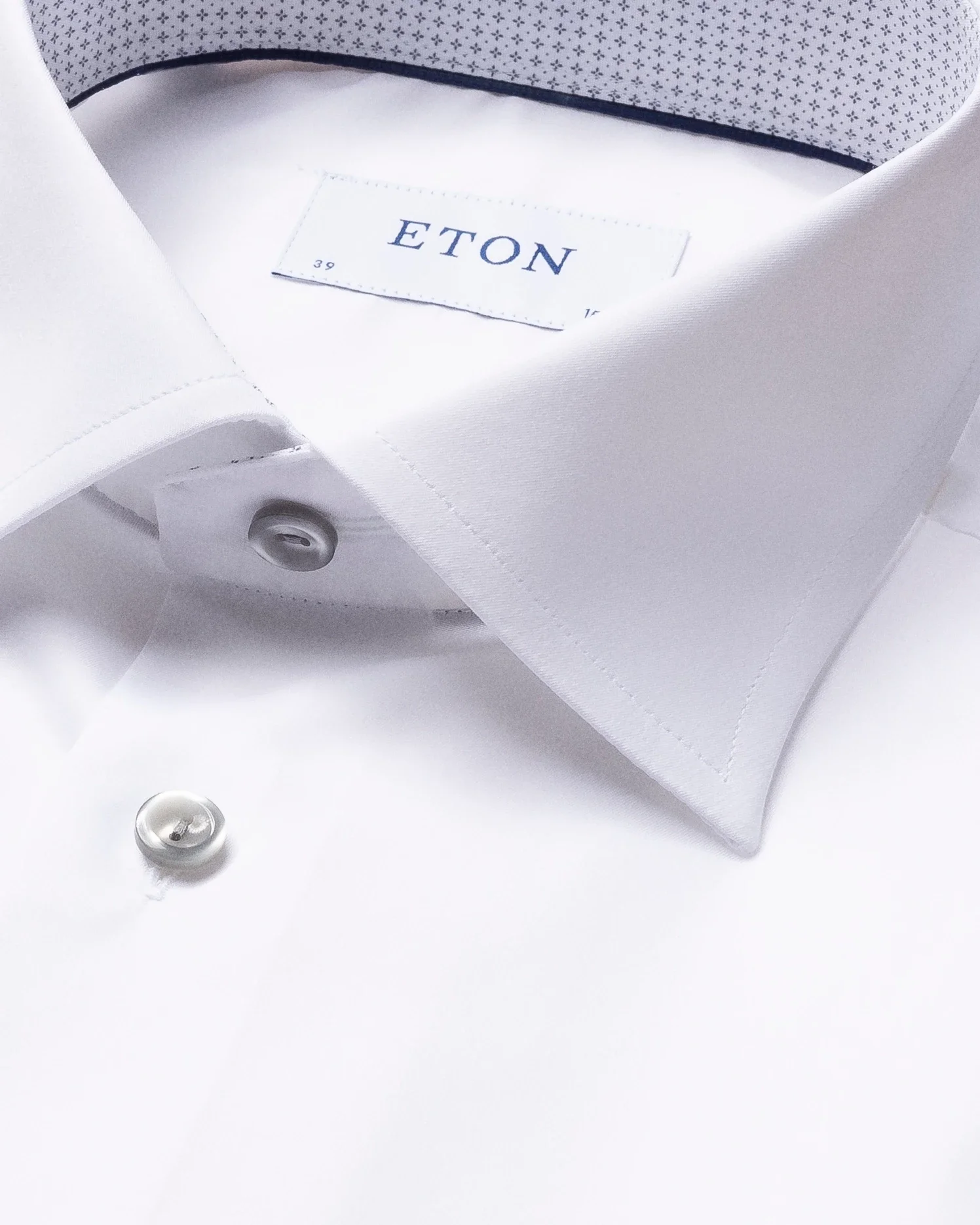 Eton - white twill stretch shirt grey details