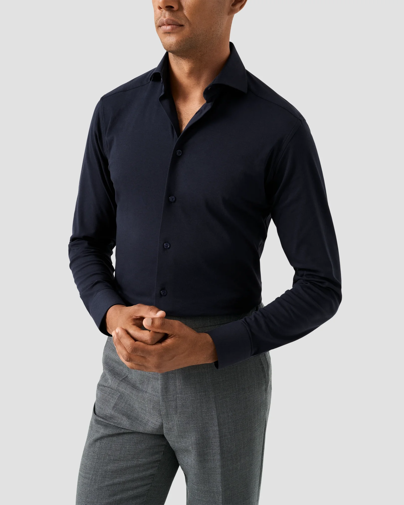 Eton - navy supima cotton strech shirt
