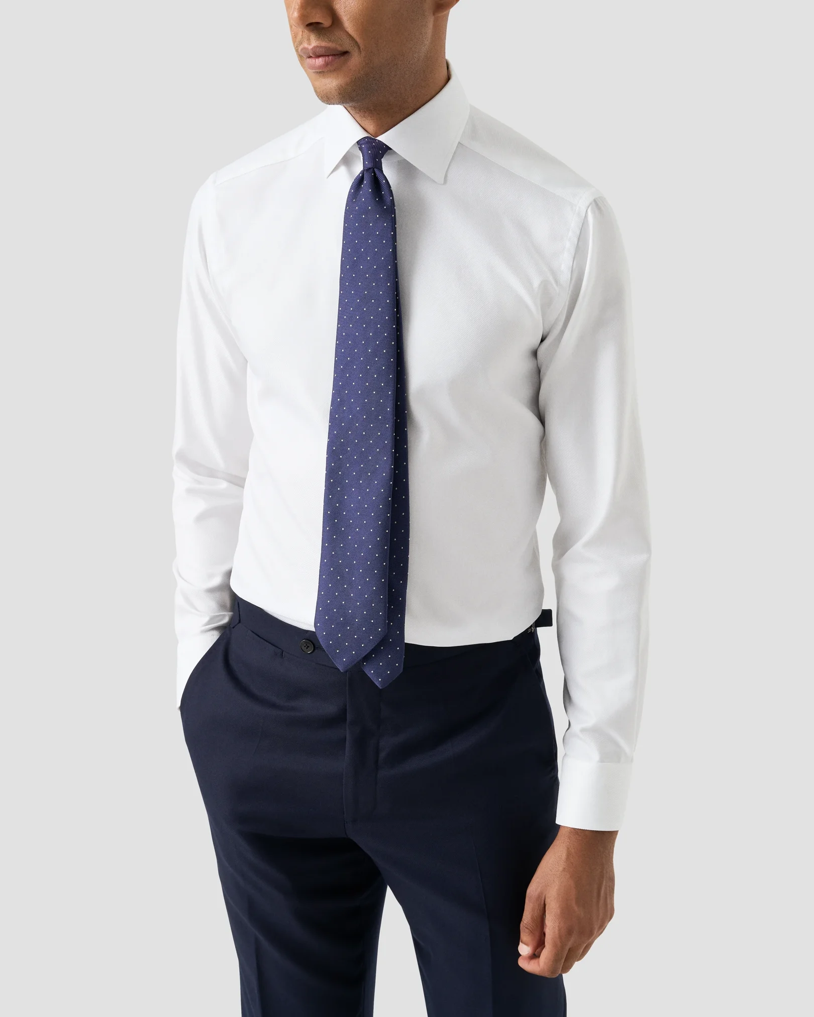 Eton - white textured twill shirt