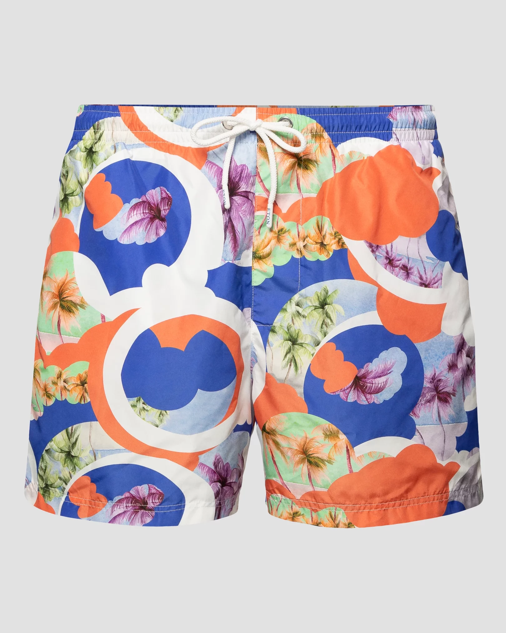 Eton - mid blue printed swim shorts