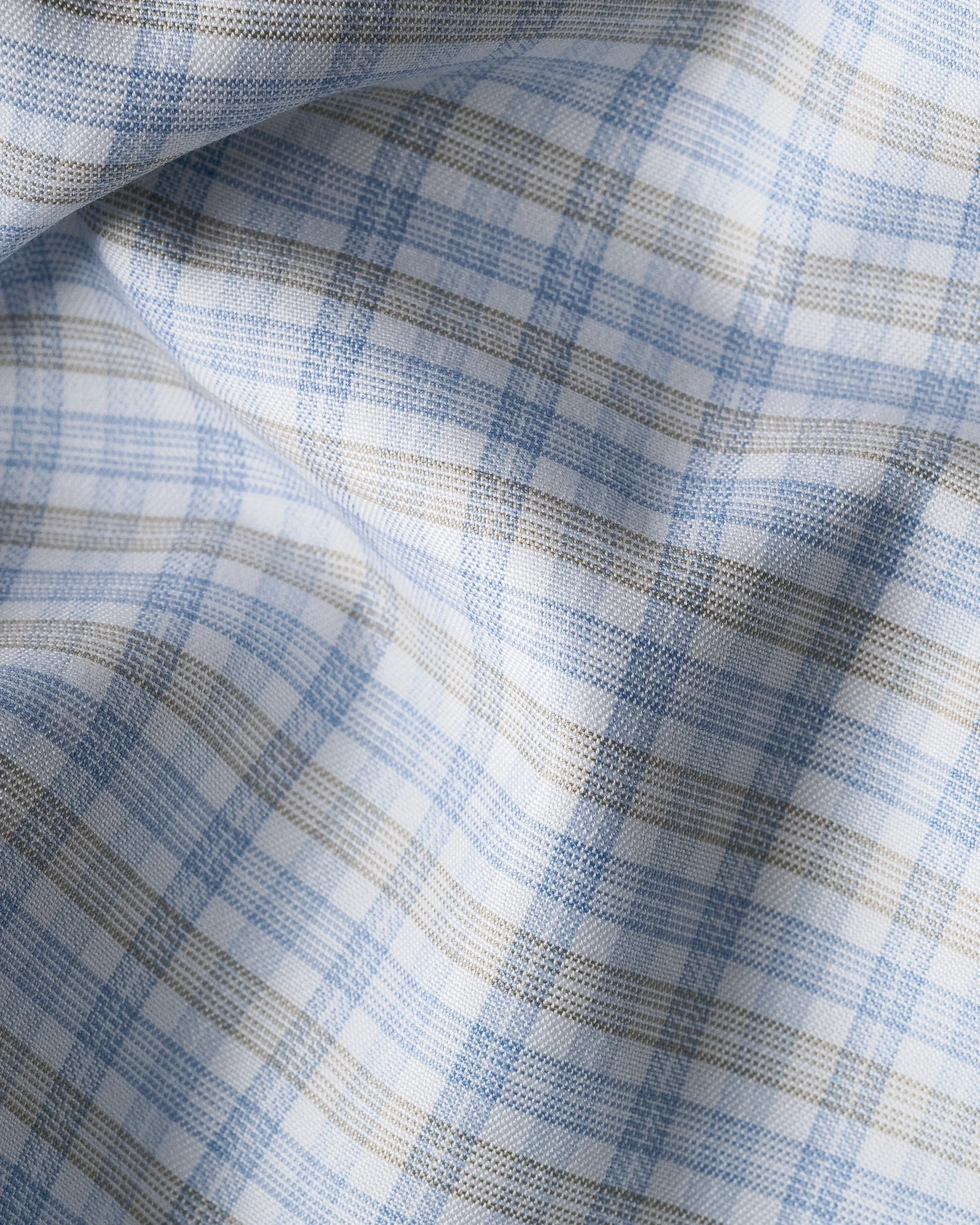 Eton - light green checked fine twill shirt