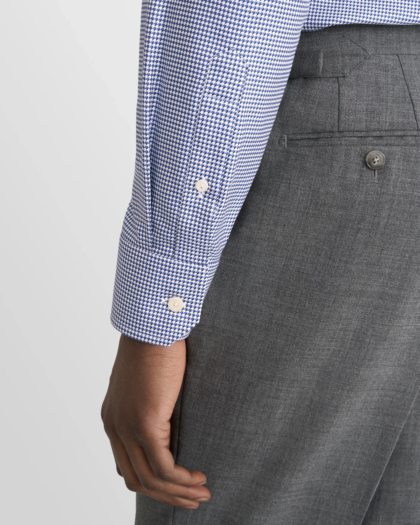 Eton - houndstooth king twill shirt cut away