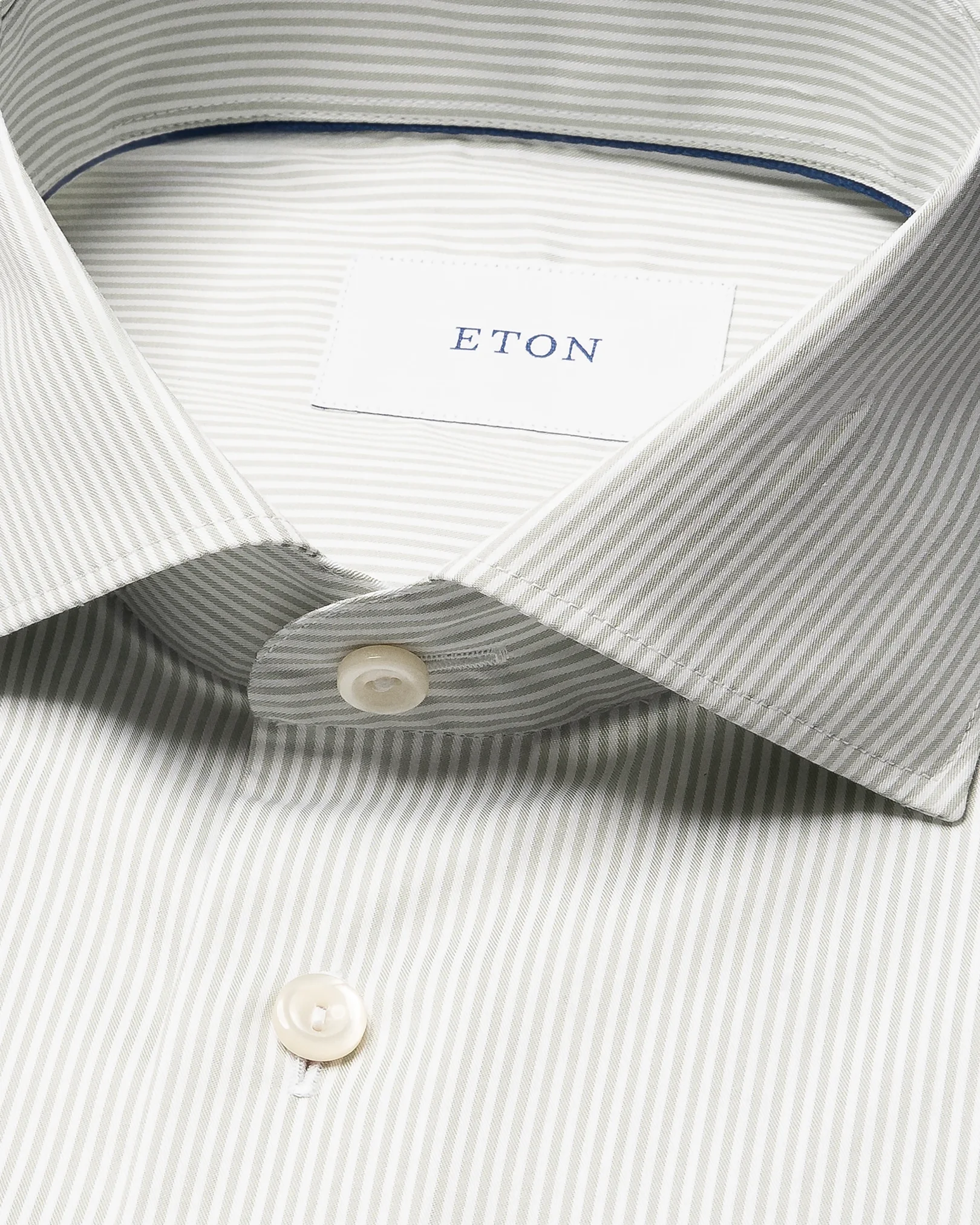 Eton - light green striped melange twill shirt