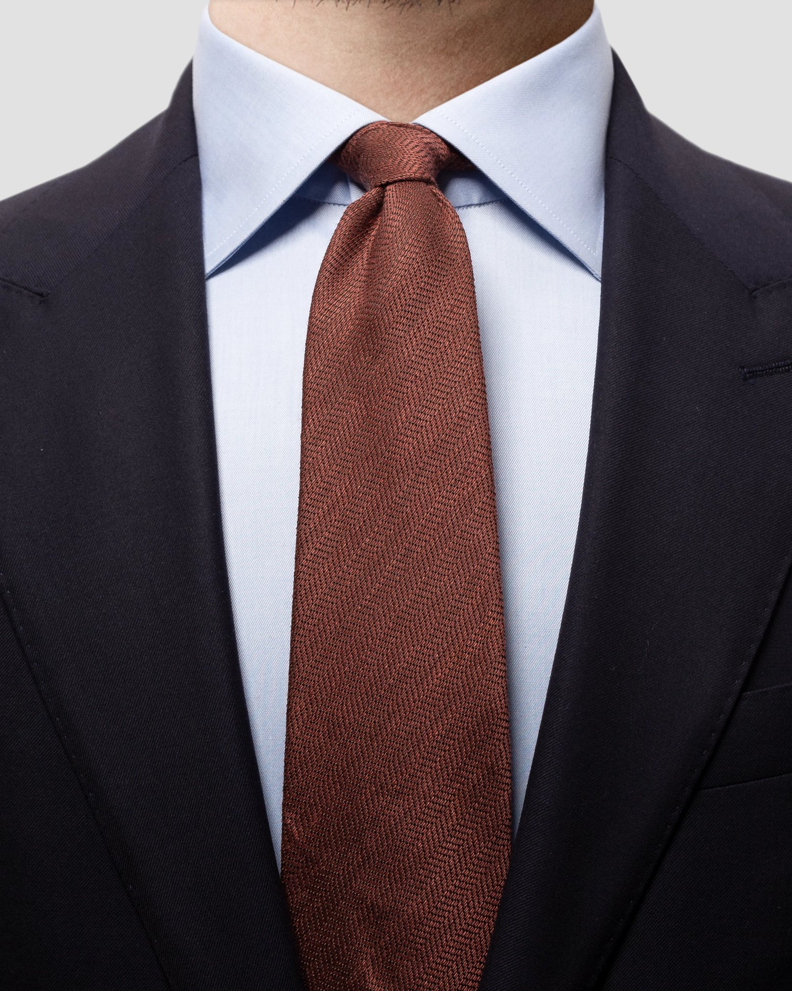 Eton - brown cotton linen silk tie