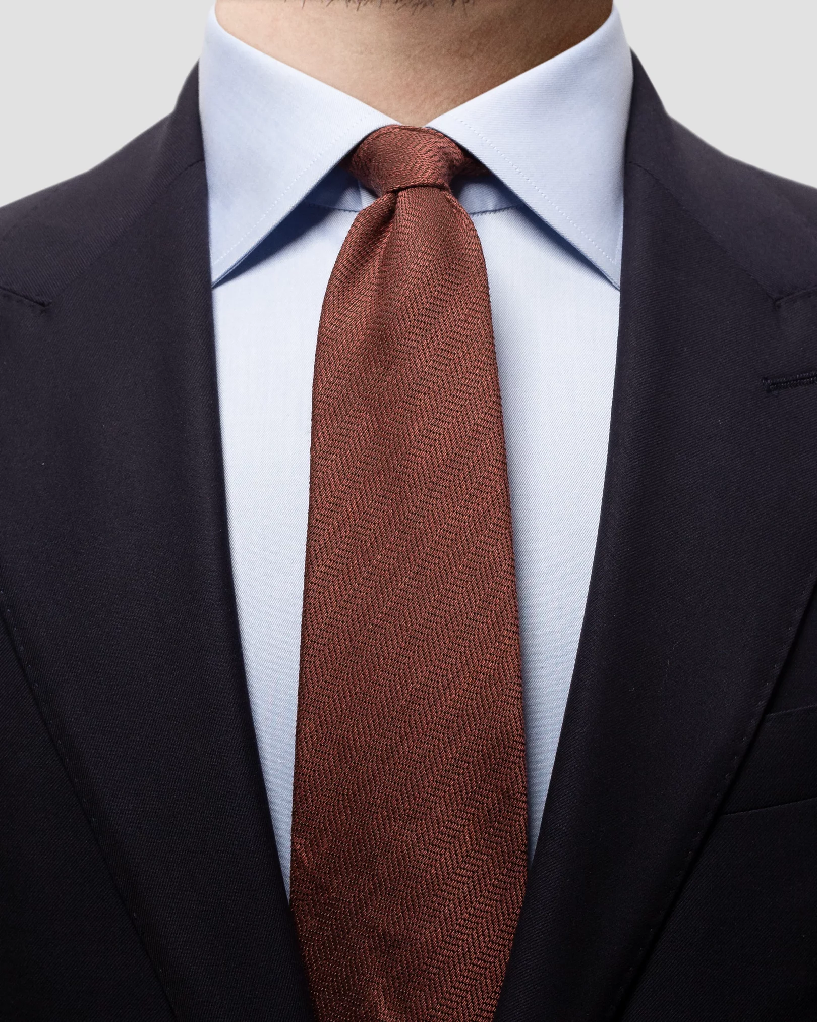 Eton - brown cotton linen silk tie