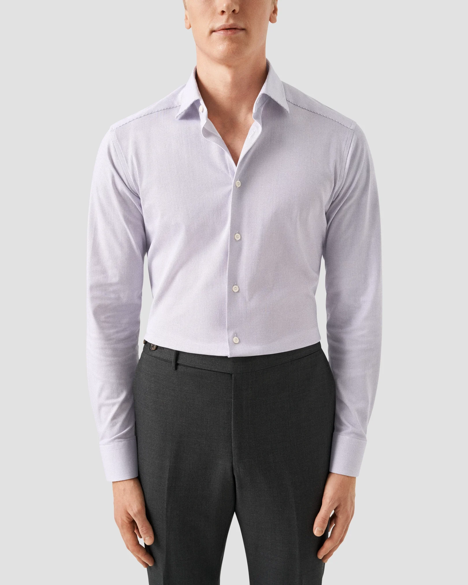 Eton - pink stretch cut away collar rounded single slim fit