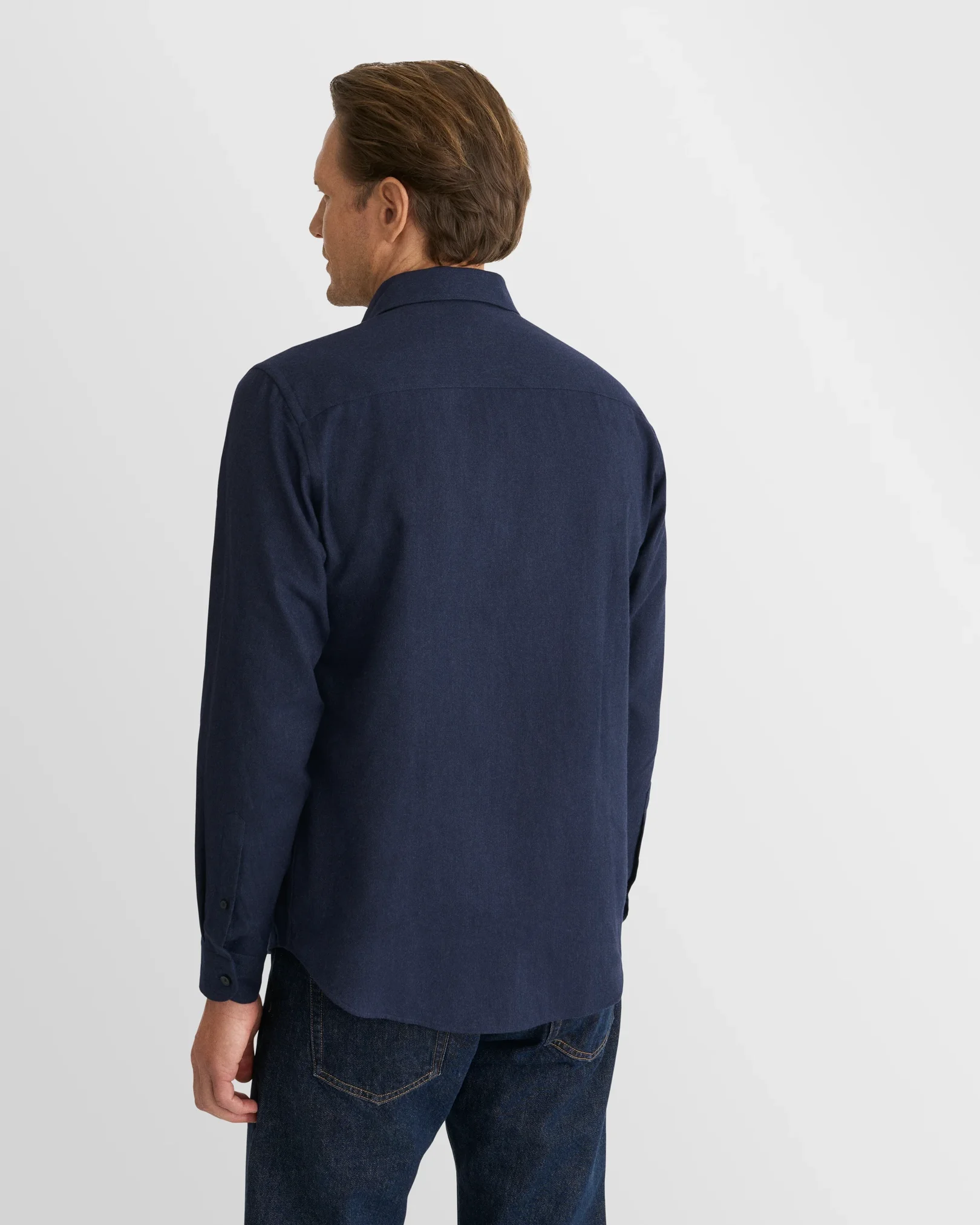 Eton - navy blue solid flannel shirt