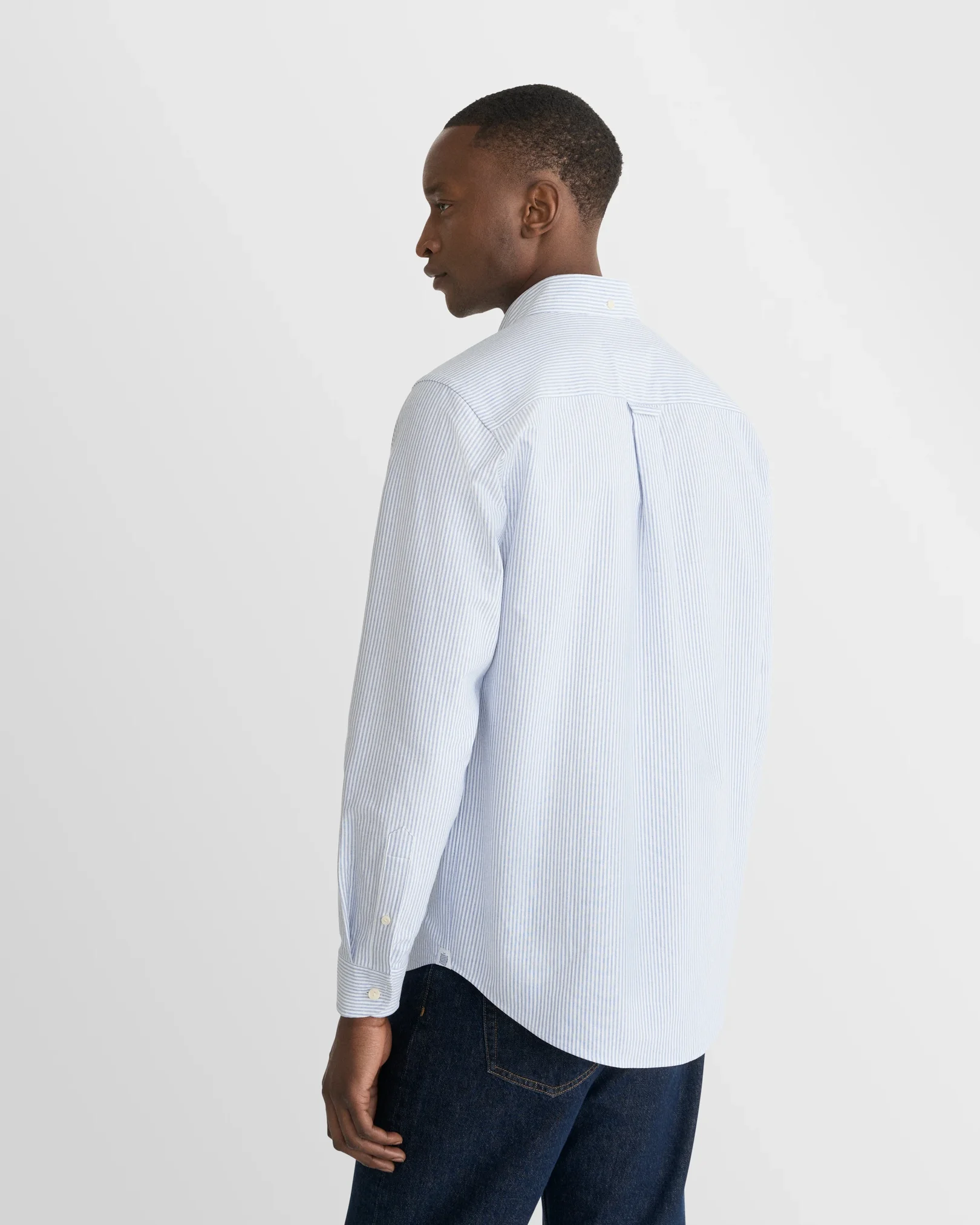 Eton - mid blue striped oxford shirt