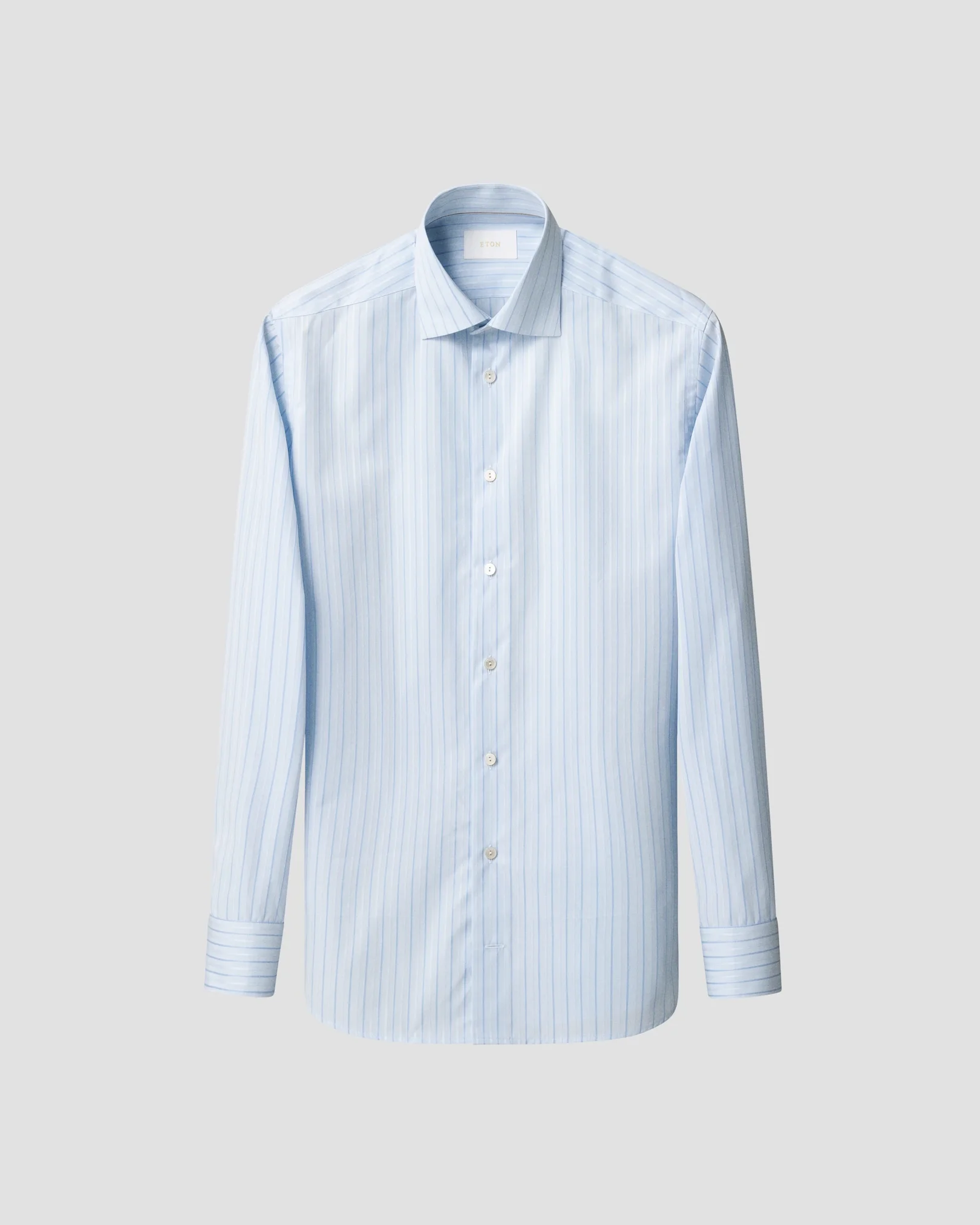 Eton - light blue striped supima 120 pique shirt