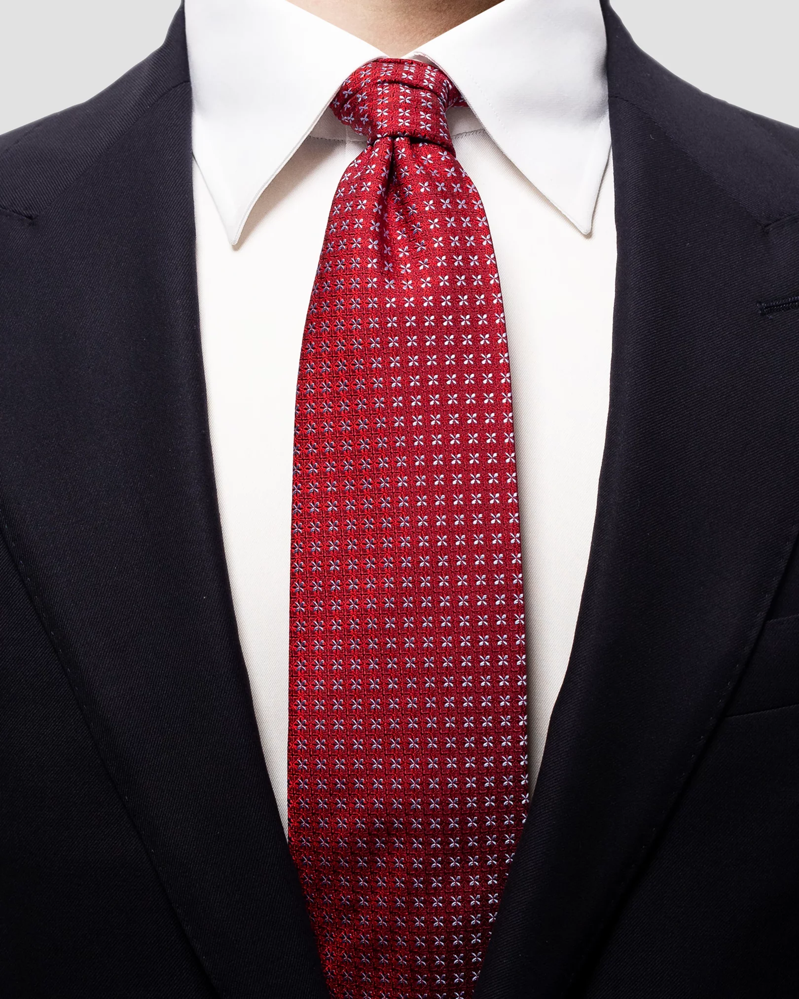 Eton - red floral geometric tie