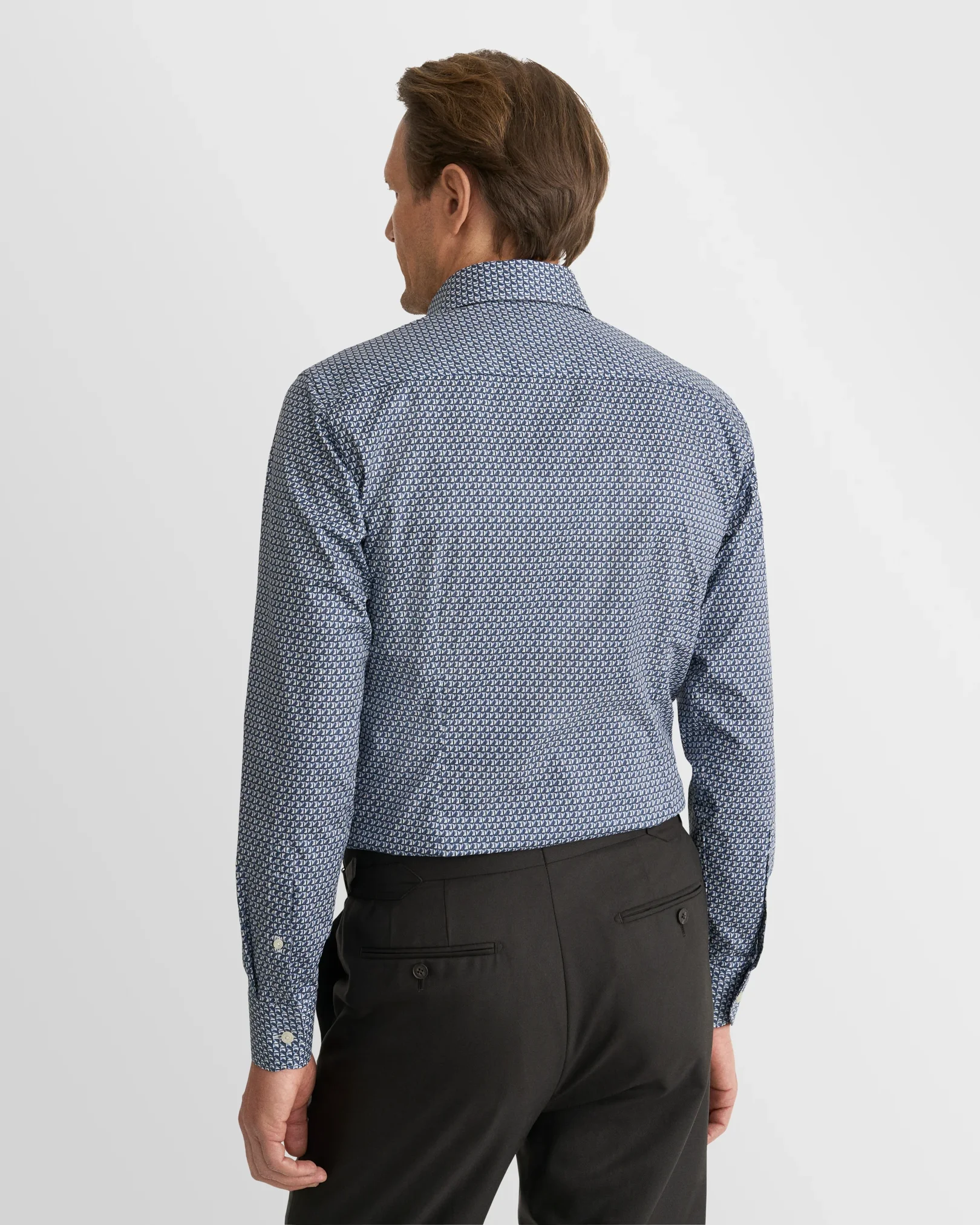 Eton - dark blue geometric signature twill shirt wide spread 266