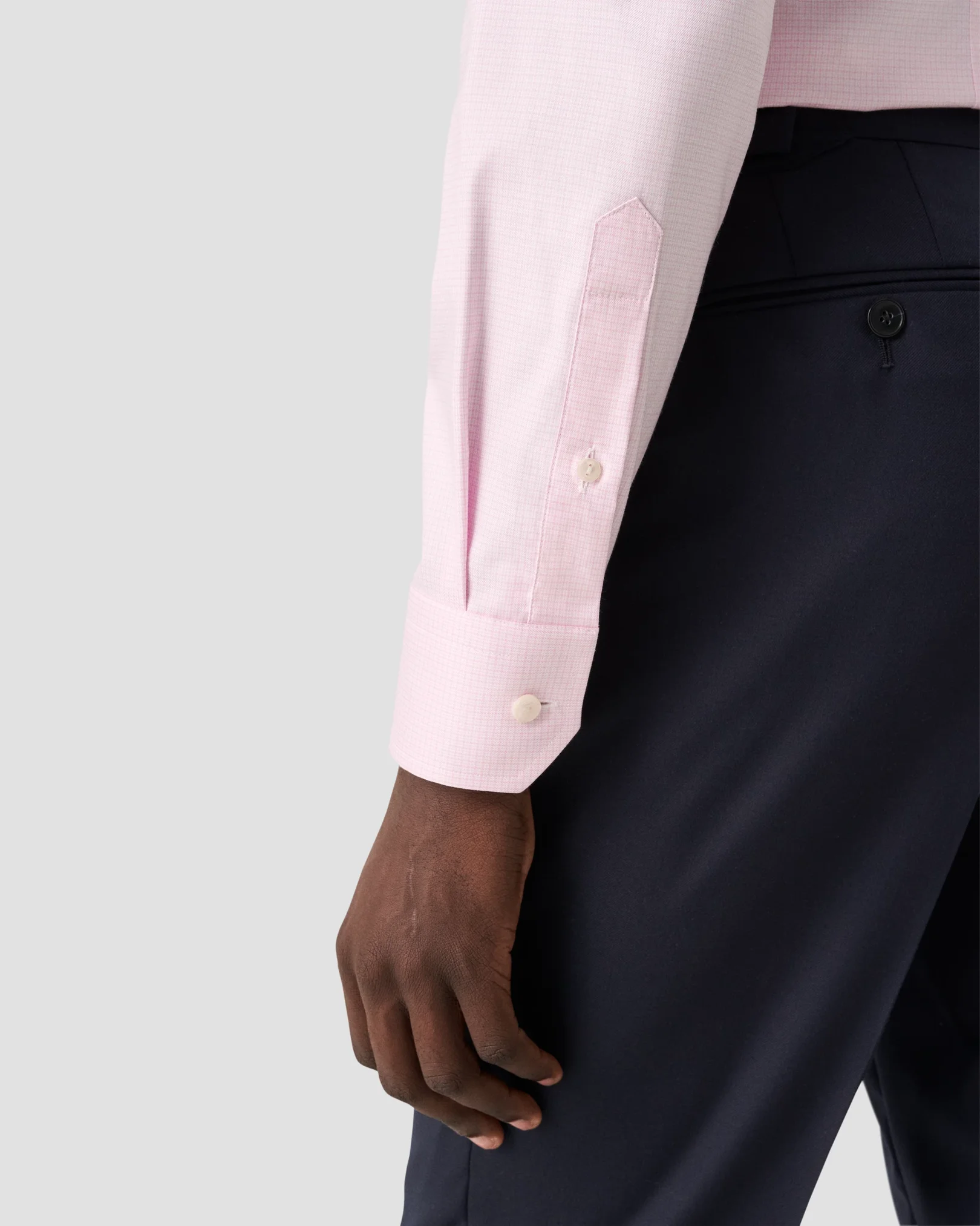 Eton - micro checked pink twill