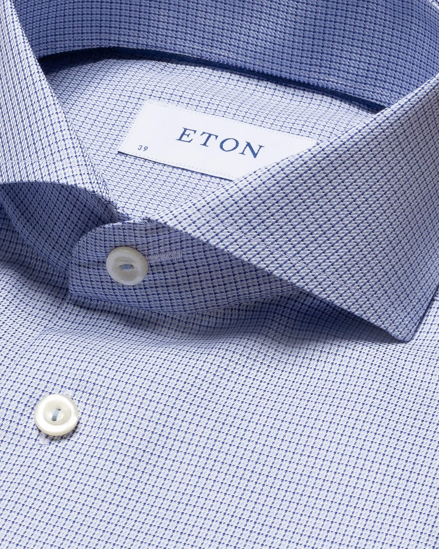 Eton - blue cotton lyocell stretch shirt