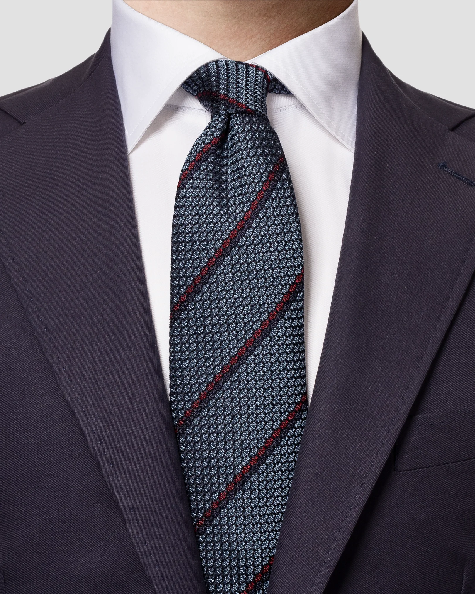 Eton - blue and brown striped grenadine tie