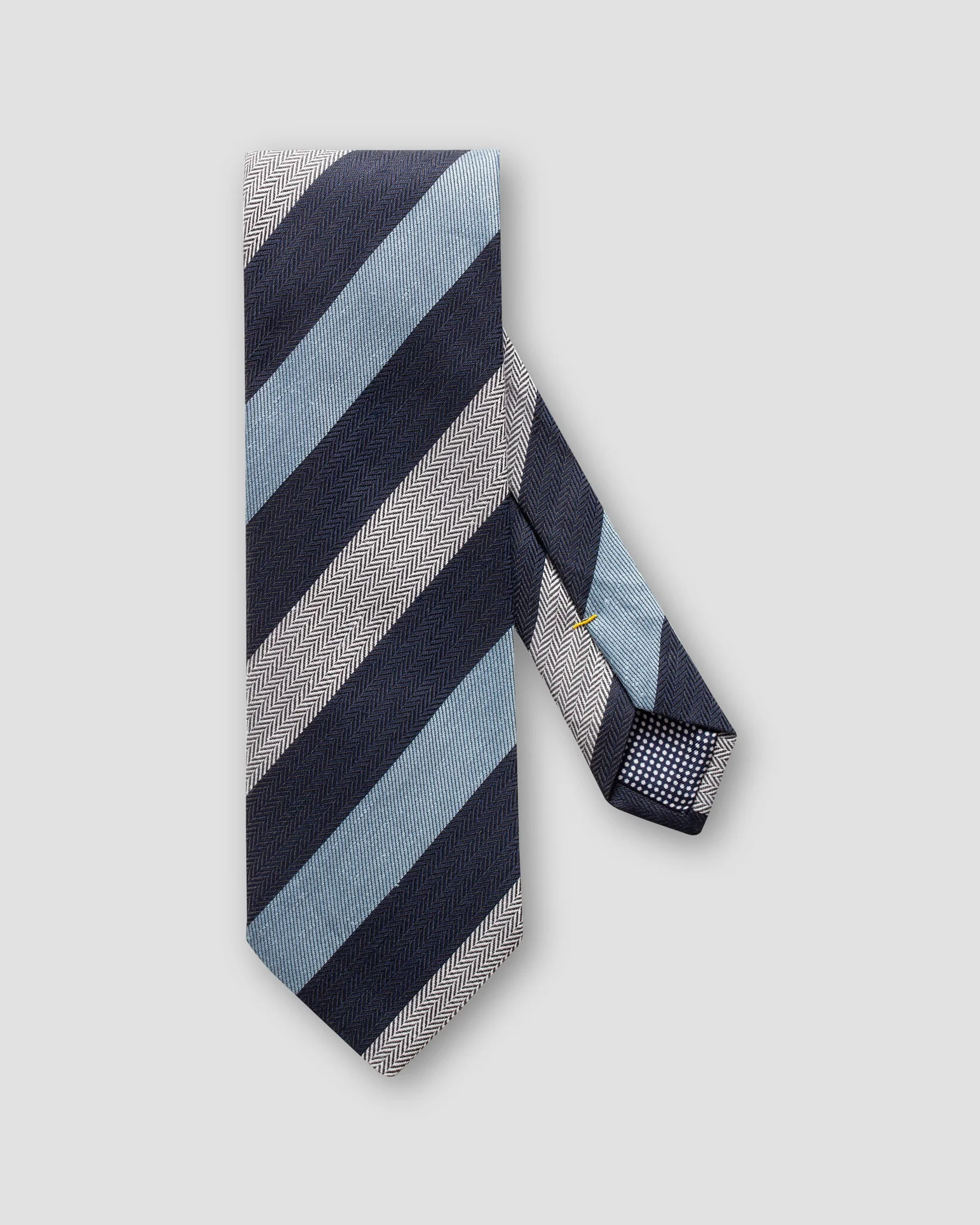 Eton - navy striped linen silk cotton tie