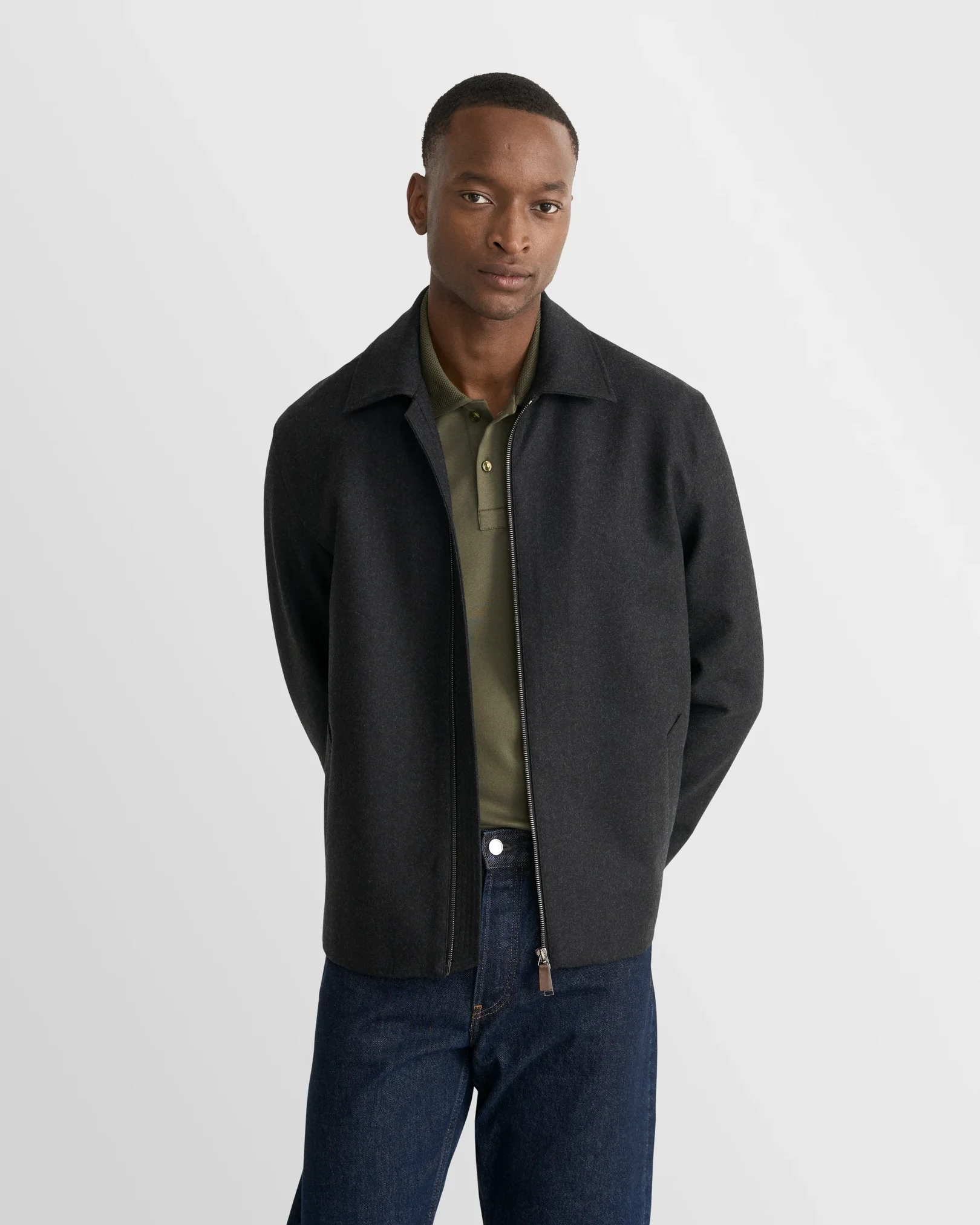 Eton - dark green interlock polo shirt