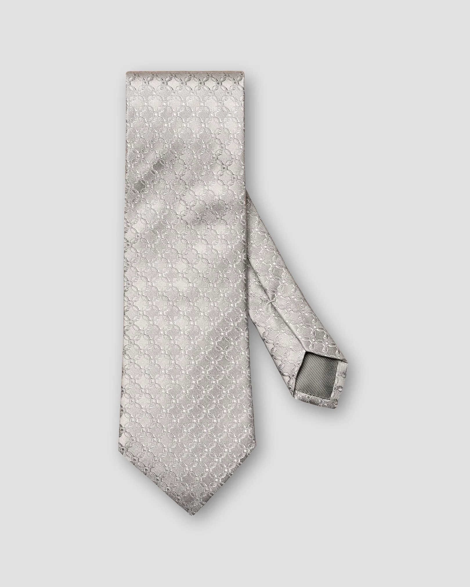 Cravate en soie à imprimé géométrique gris clair