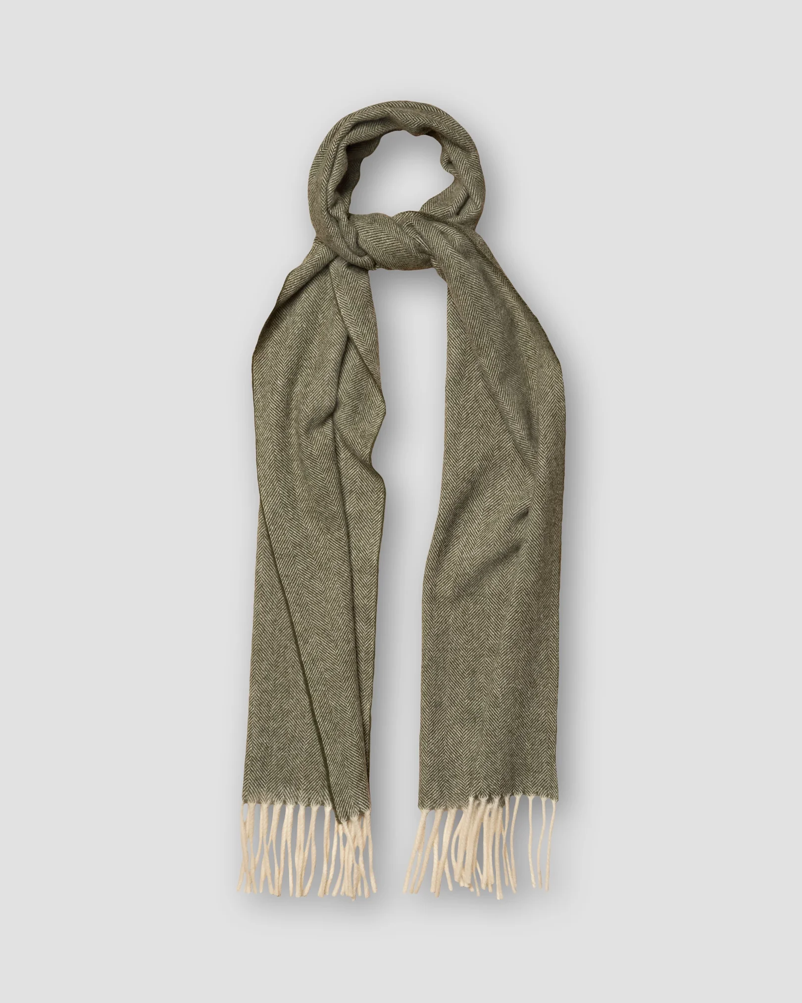 Eton - mid green herringbone wool scarf