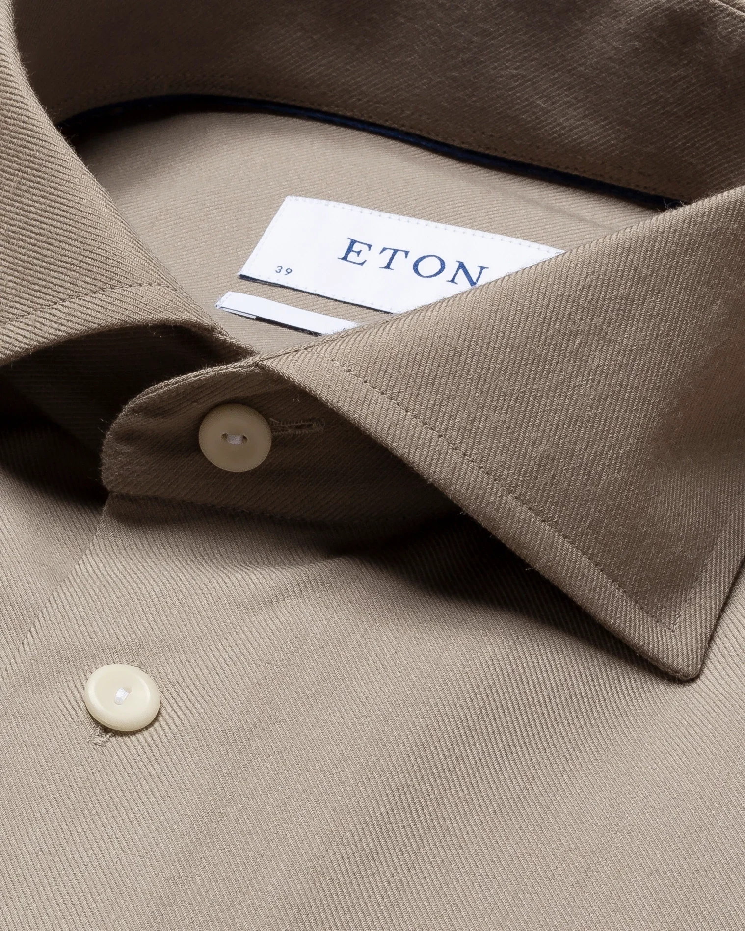 Eton - light brown brushed merino wool shirt