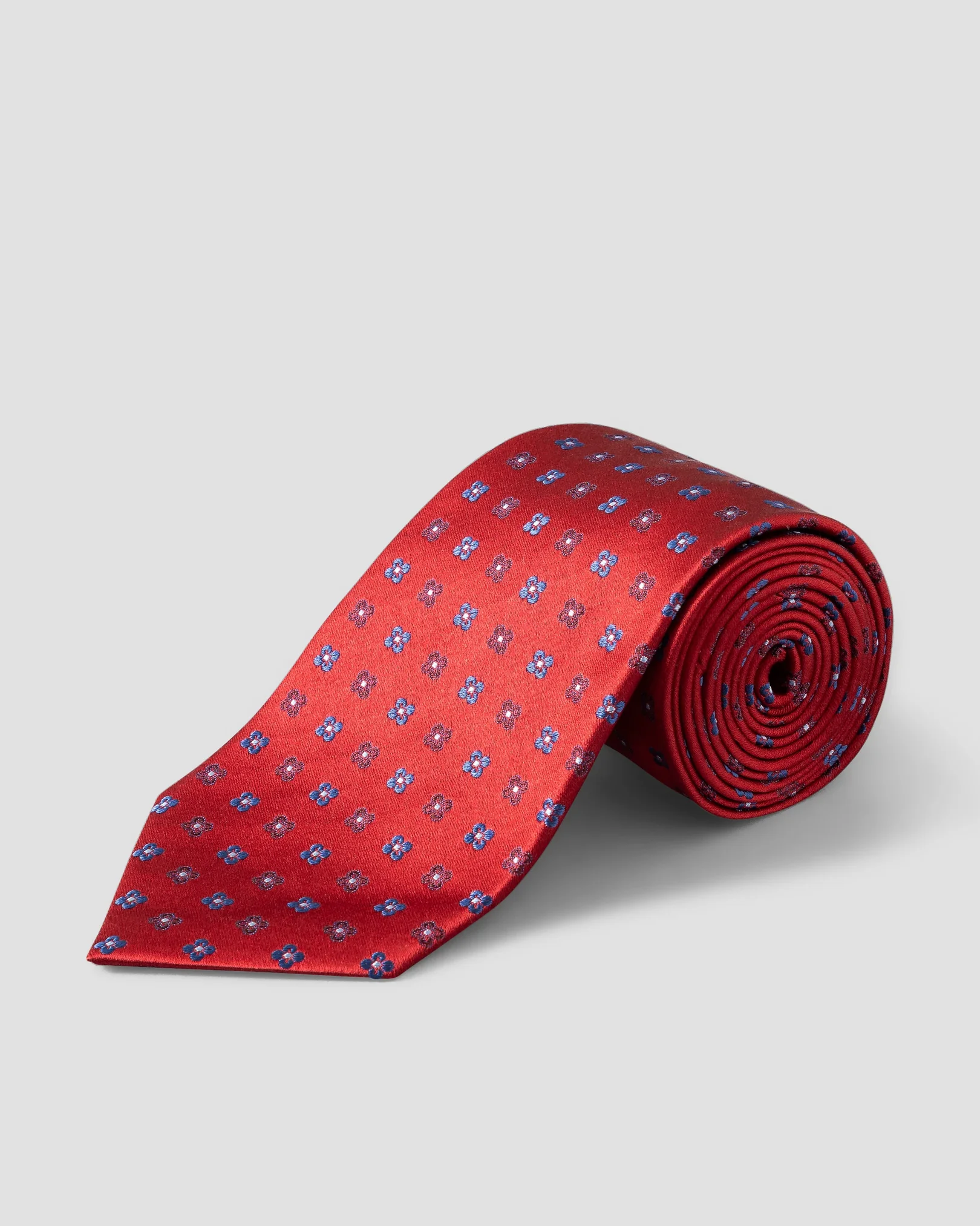 Eton - micro floral woven silk tie dark red micro floral woven silk tie