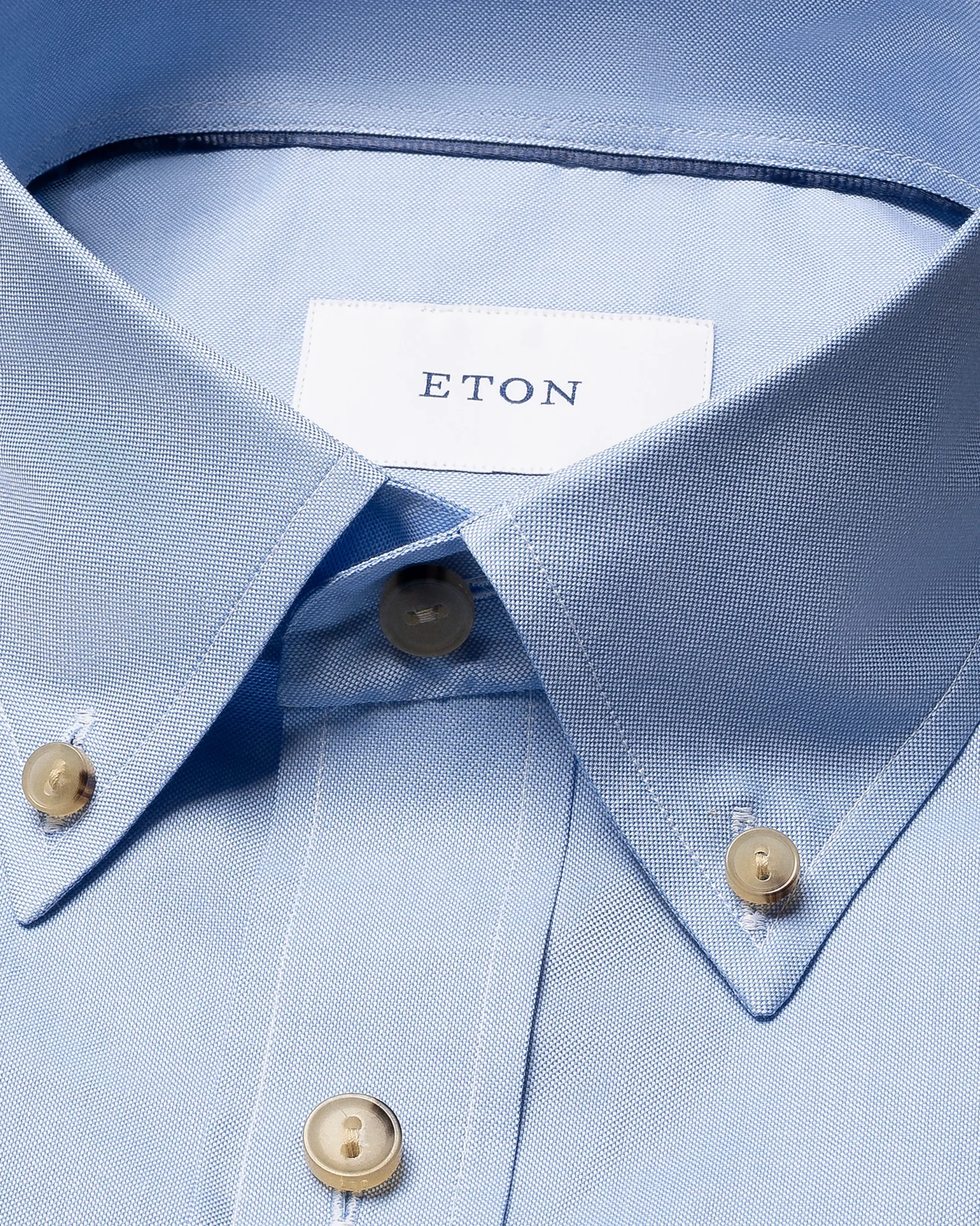Eton - dark blue solid oxford shirt button down rounded single casual fit