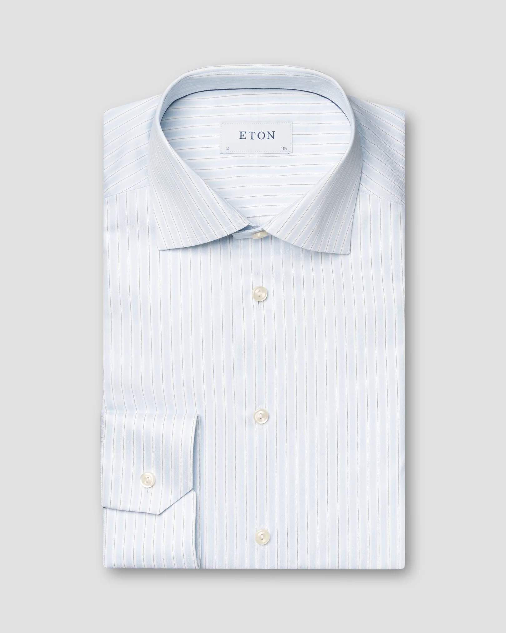 Eton - light blue striped twill shirt