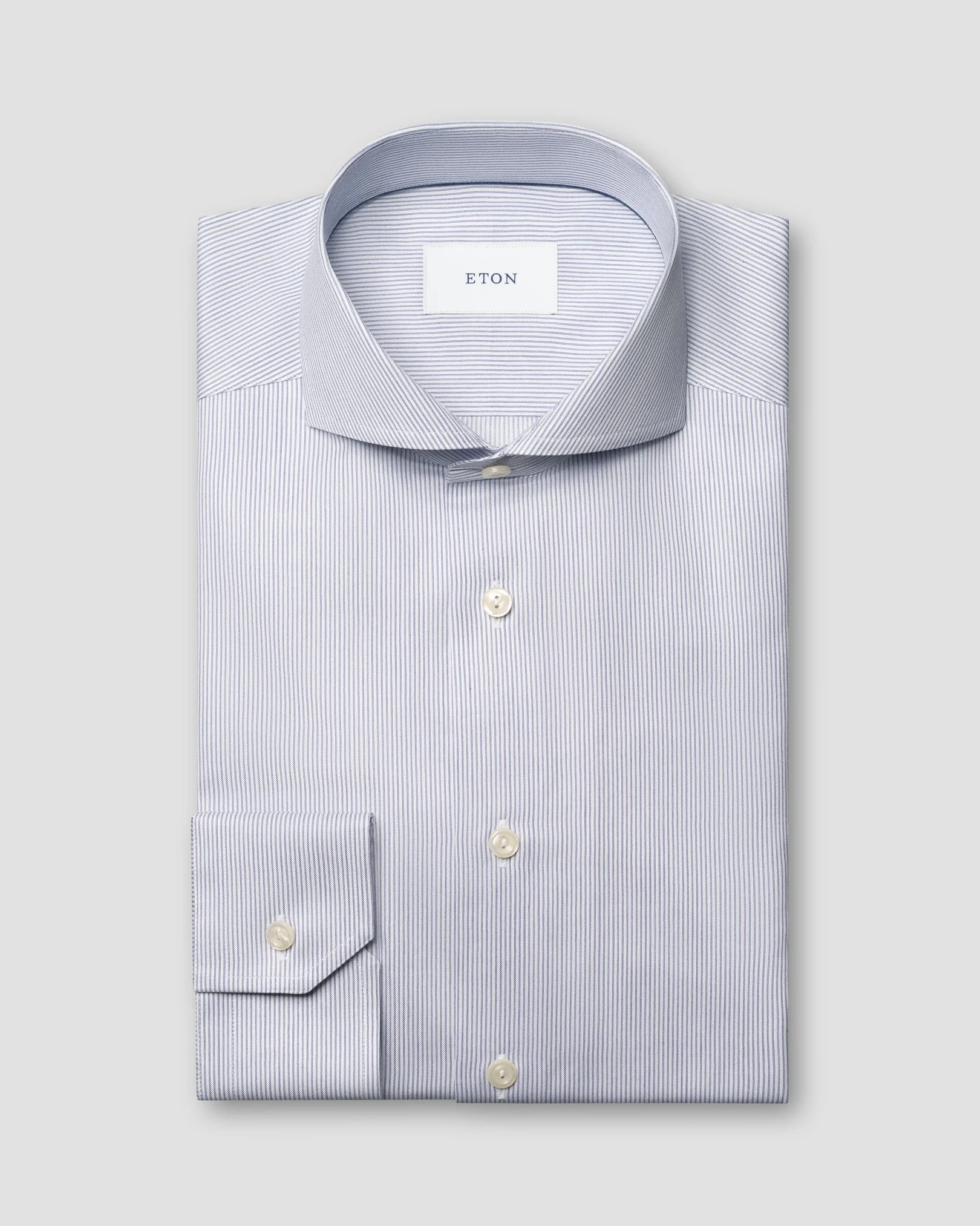 Eton - dark blue fine striped signature twill shirt