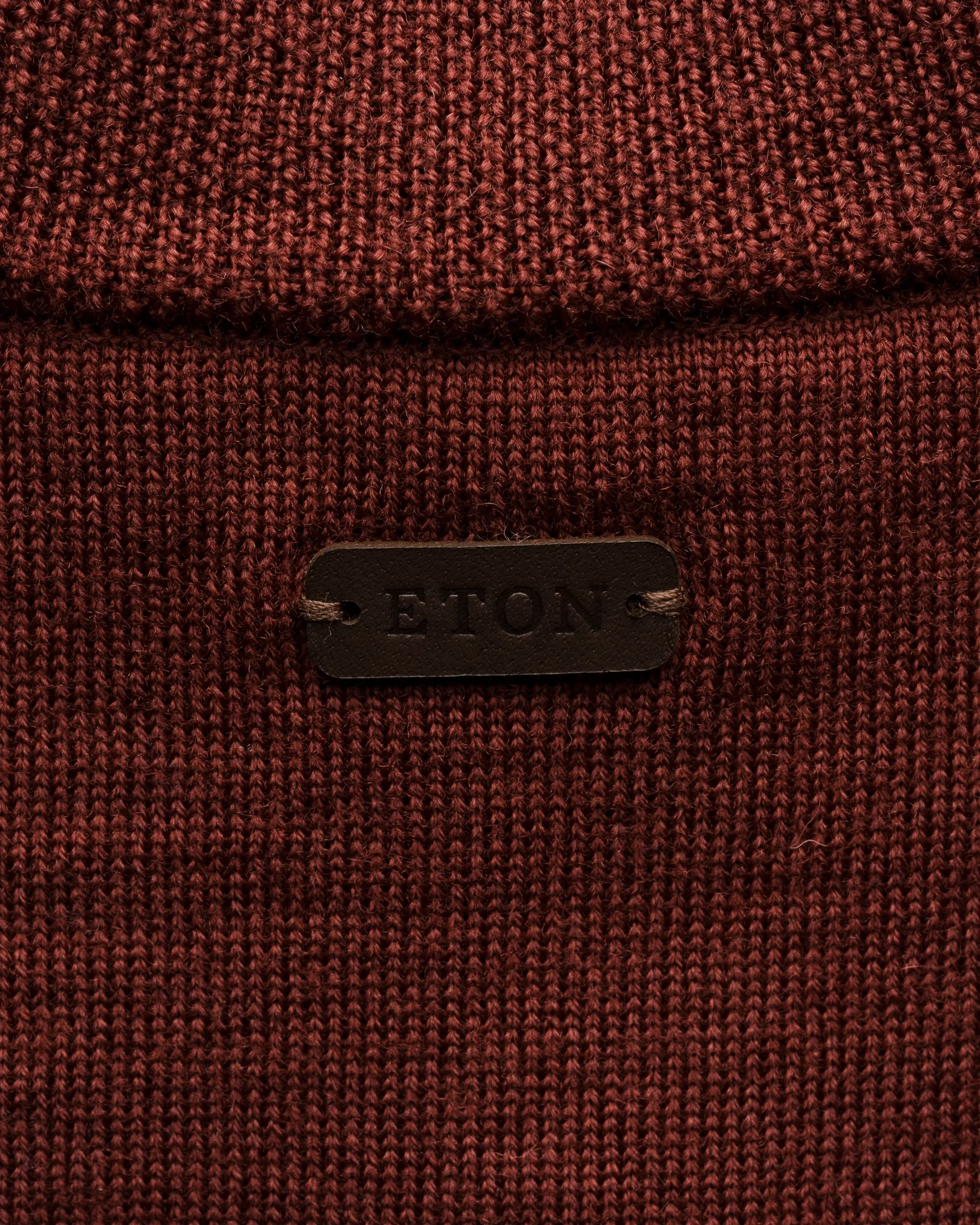 Eton - red merino quarter zip knit sweater
