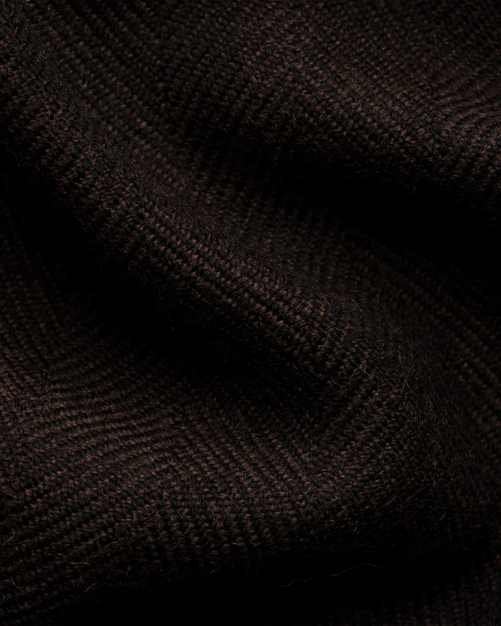 Eton - dark brown herringbone merino wool scarf