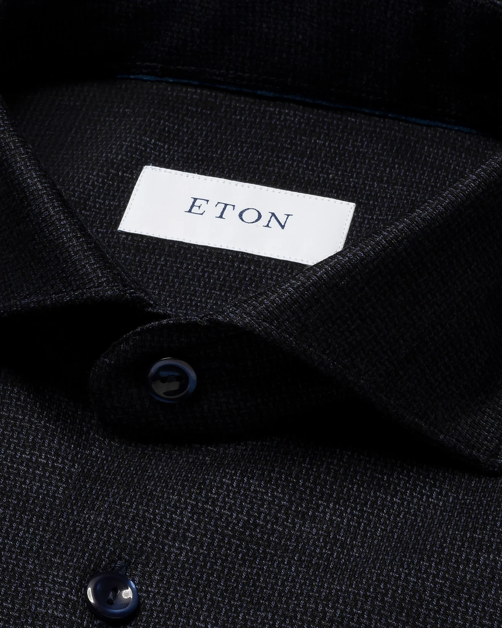 Eton - navy blue tencel and wool knitted shirt