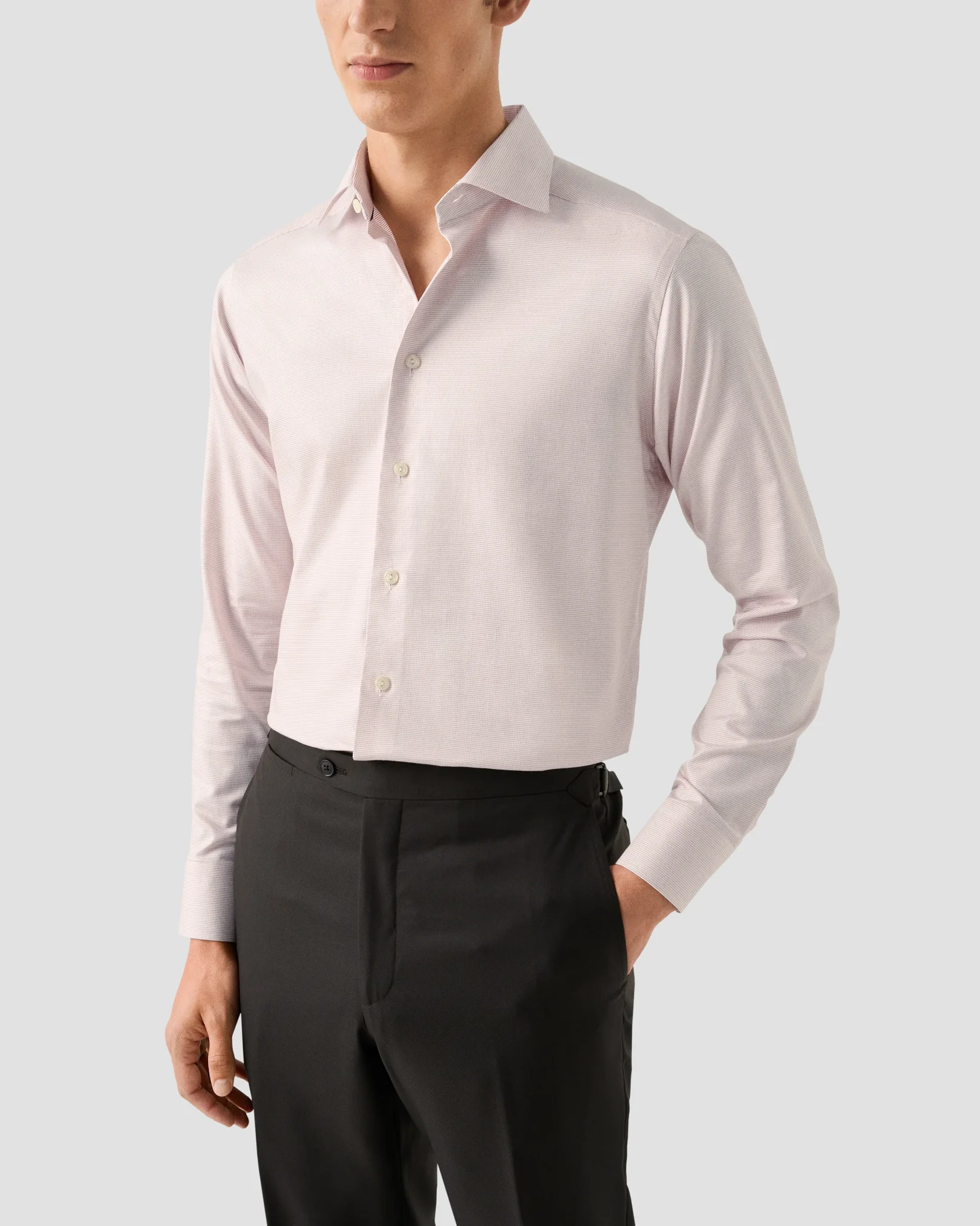 Eton - pink semi solid cotton tencel tm lyocell shirt