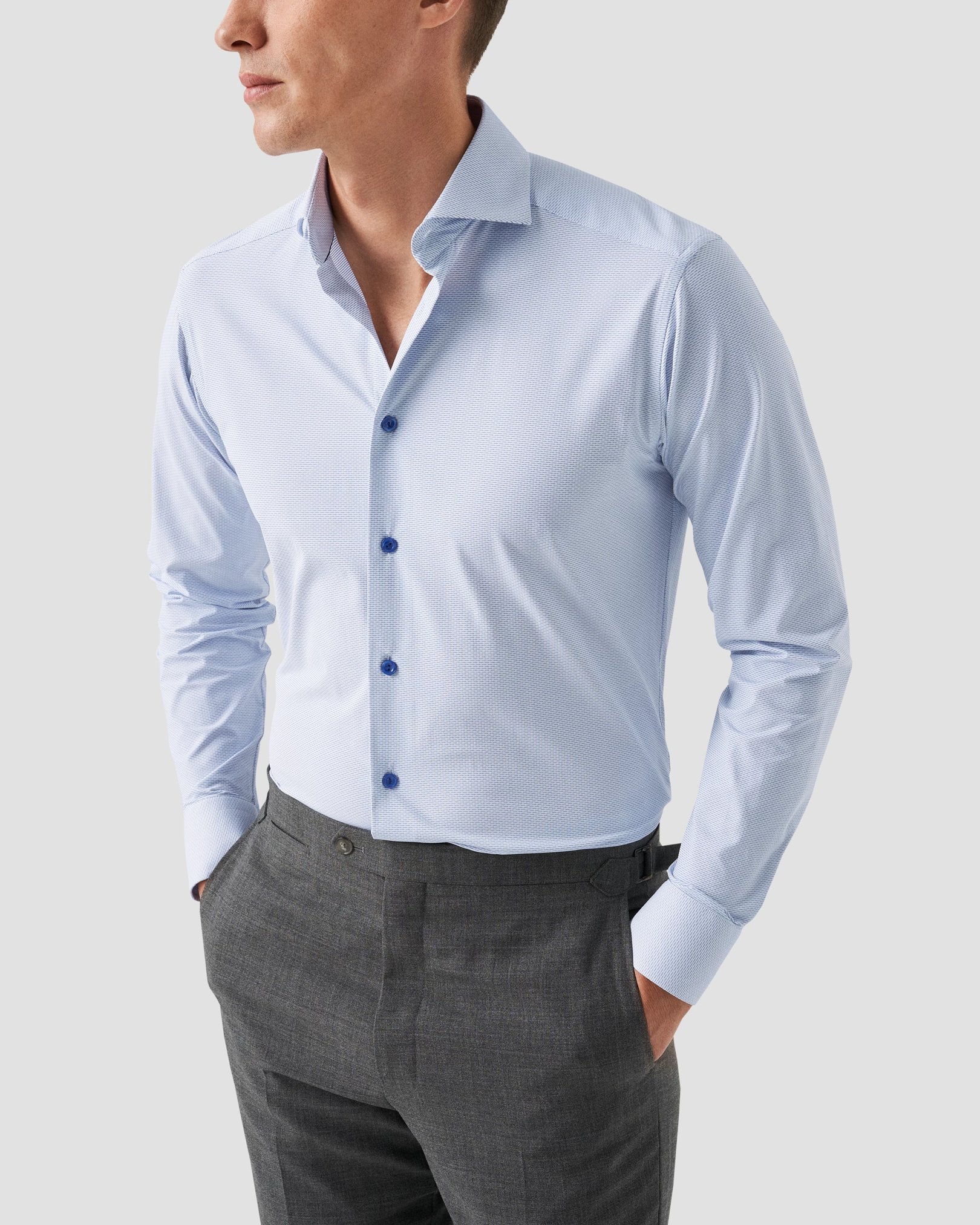 Eton - mid blue strech twill