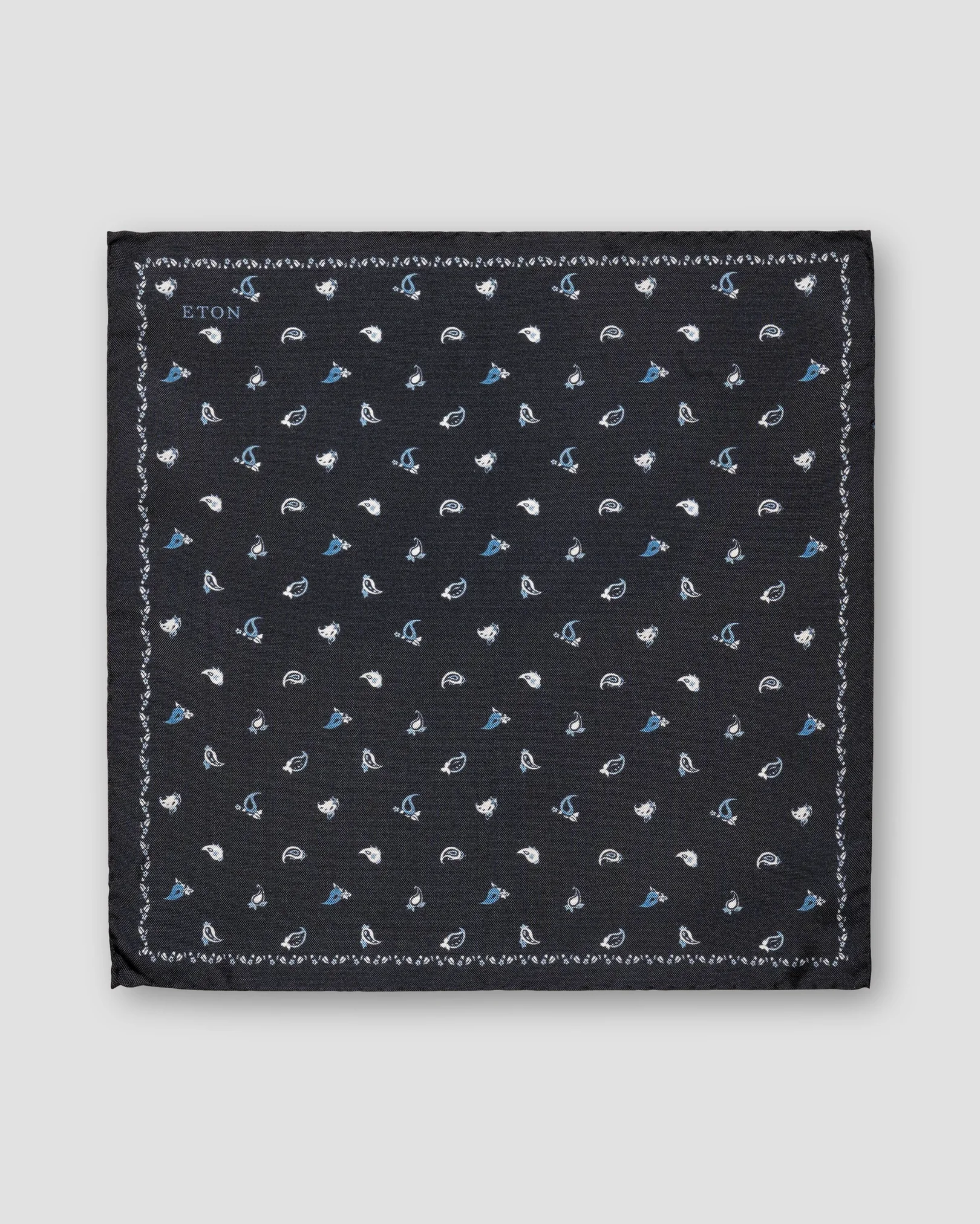 Eton - navy blue paisley silk pocket square