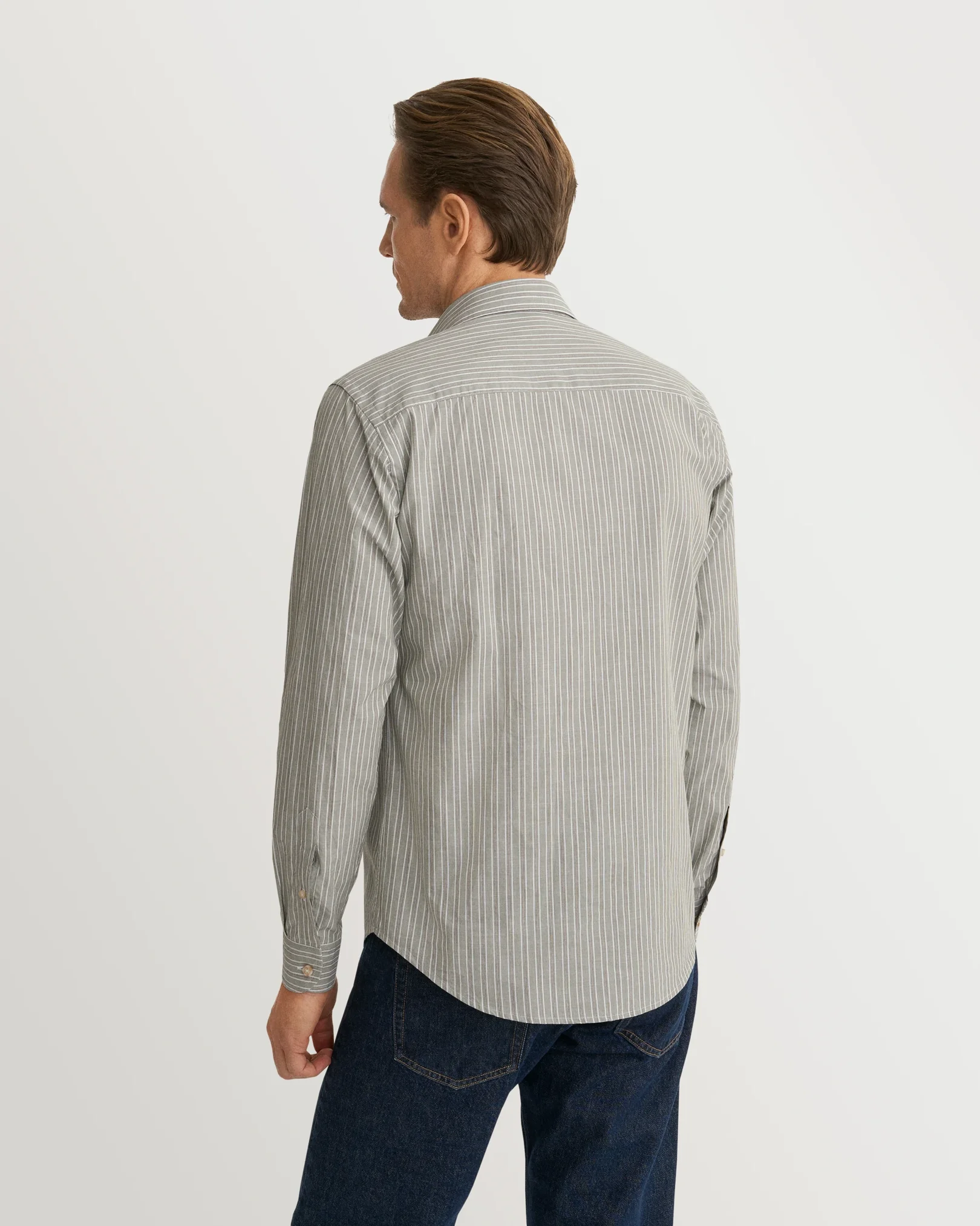 Eton - striped chambray shirt spread rounded single casual fit