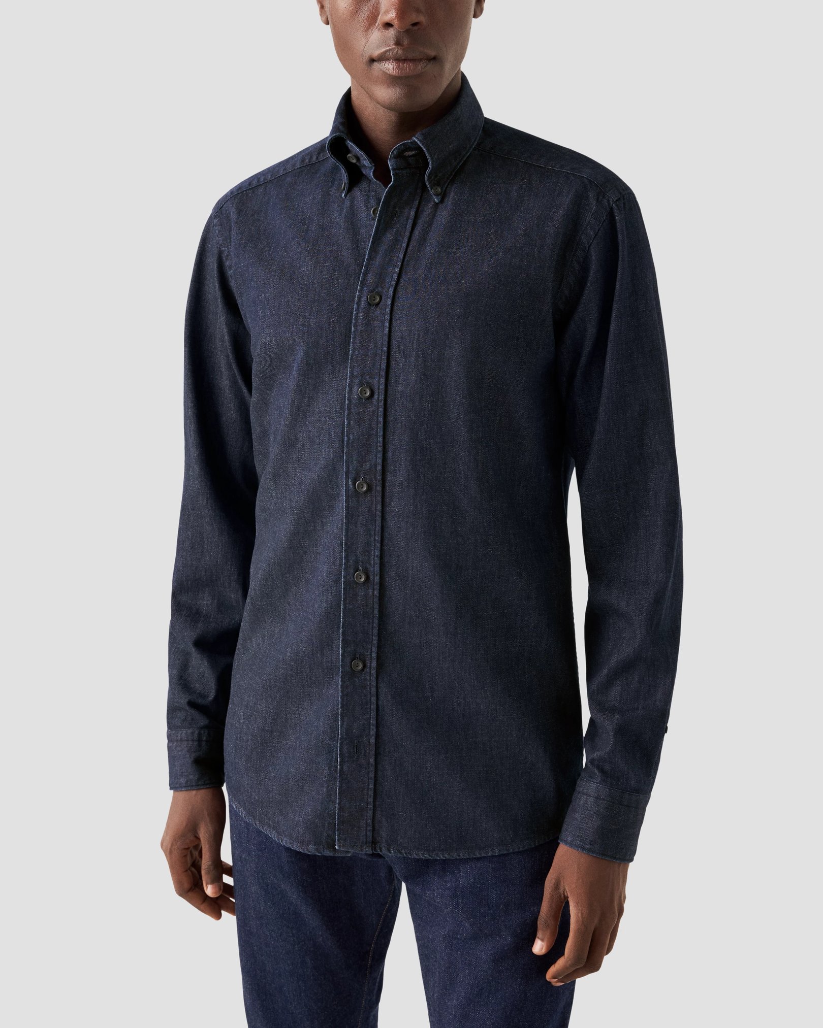 Eton - navy blue twill buttondown