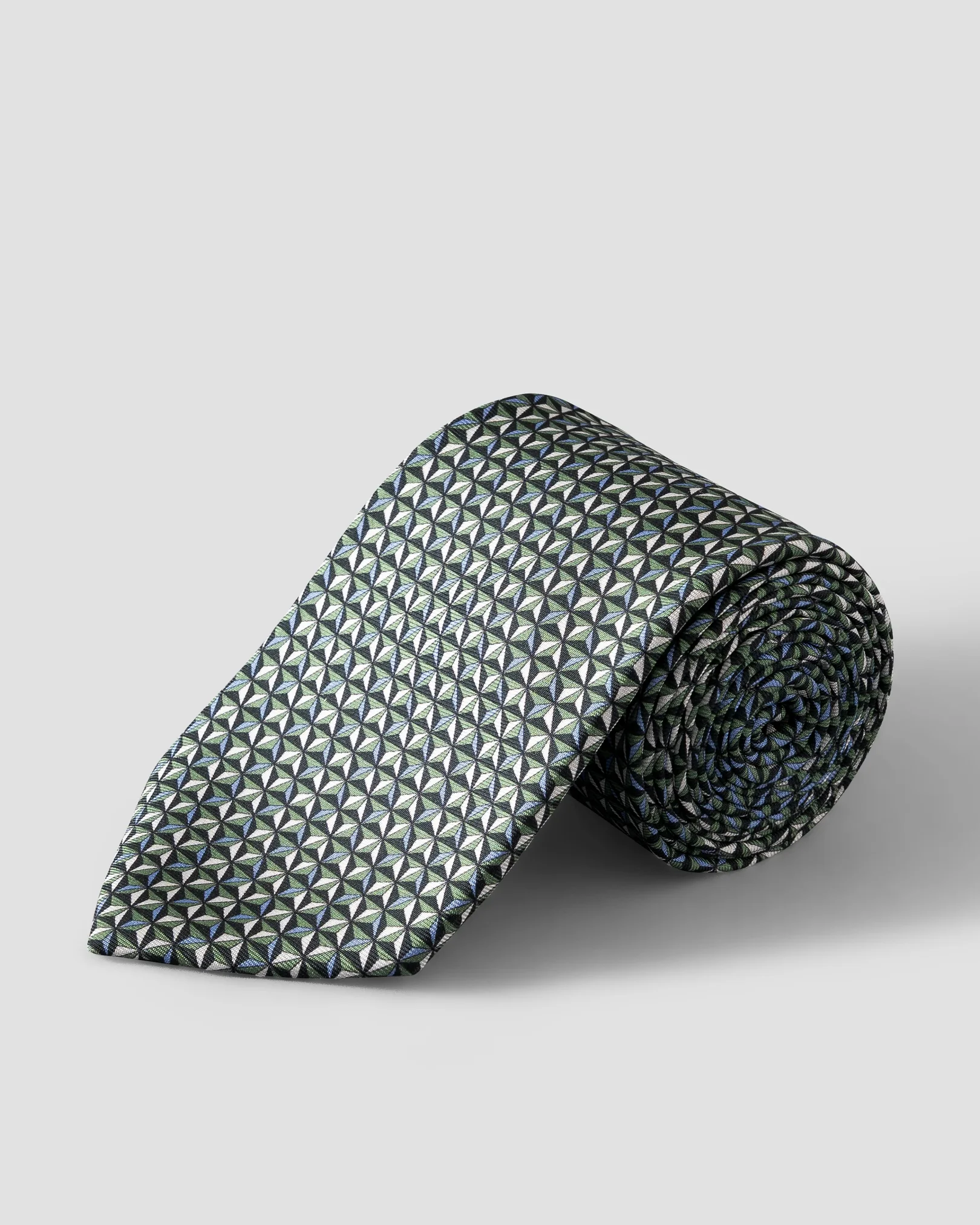 Eton - dark green geometric silk twill printed tie