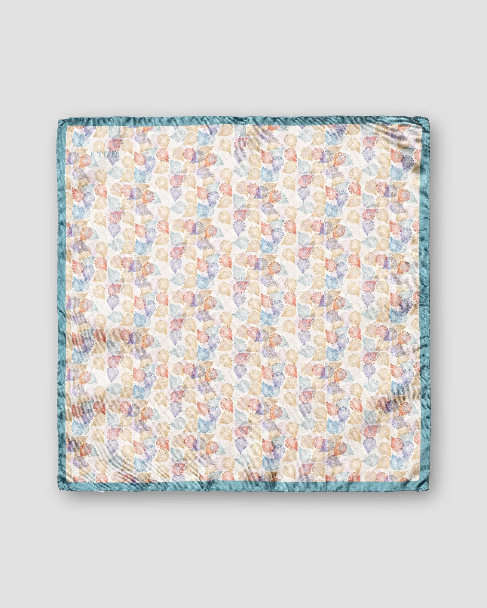 Mid blue Micro Floral Panama Silk Pocket Square - Eton