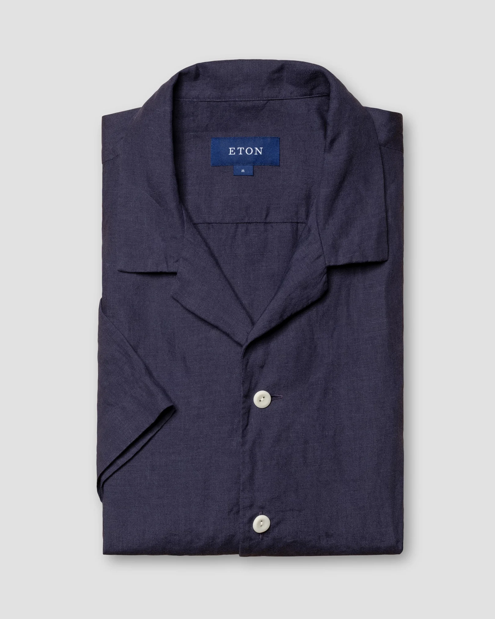 Eton - navy blue plain linen short sleeve