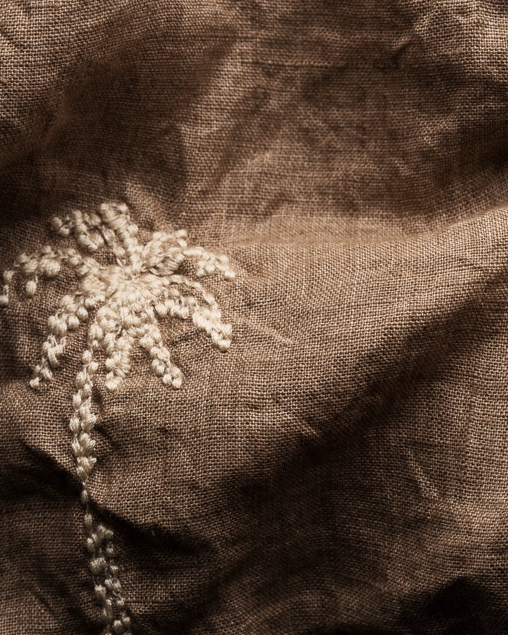 Eton - palm tree embroidery linen shirt
