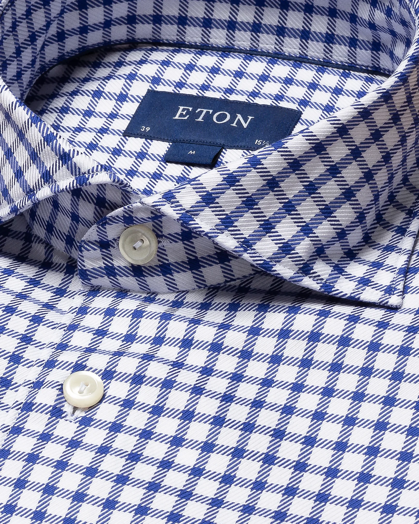 Eton - navy gingham shirt