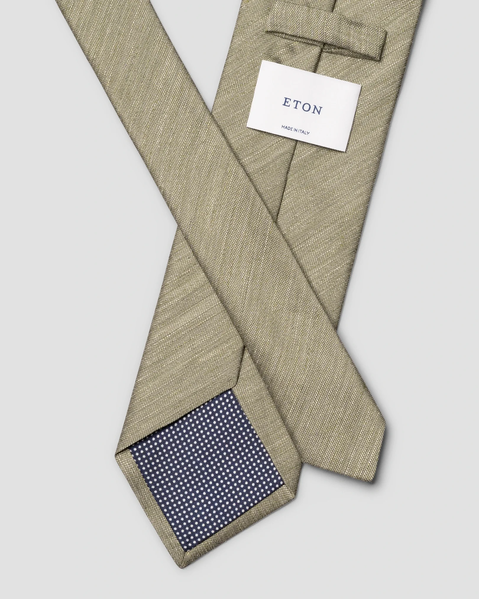 Eton - mid green solid woven linen silk tie