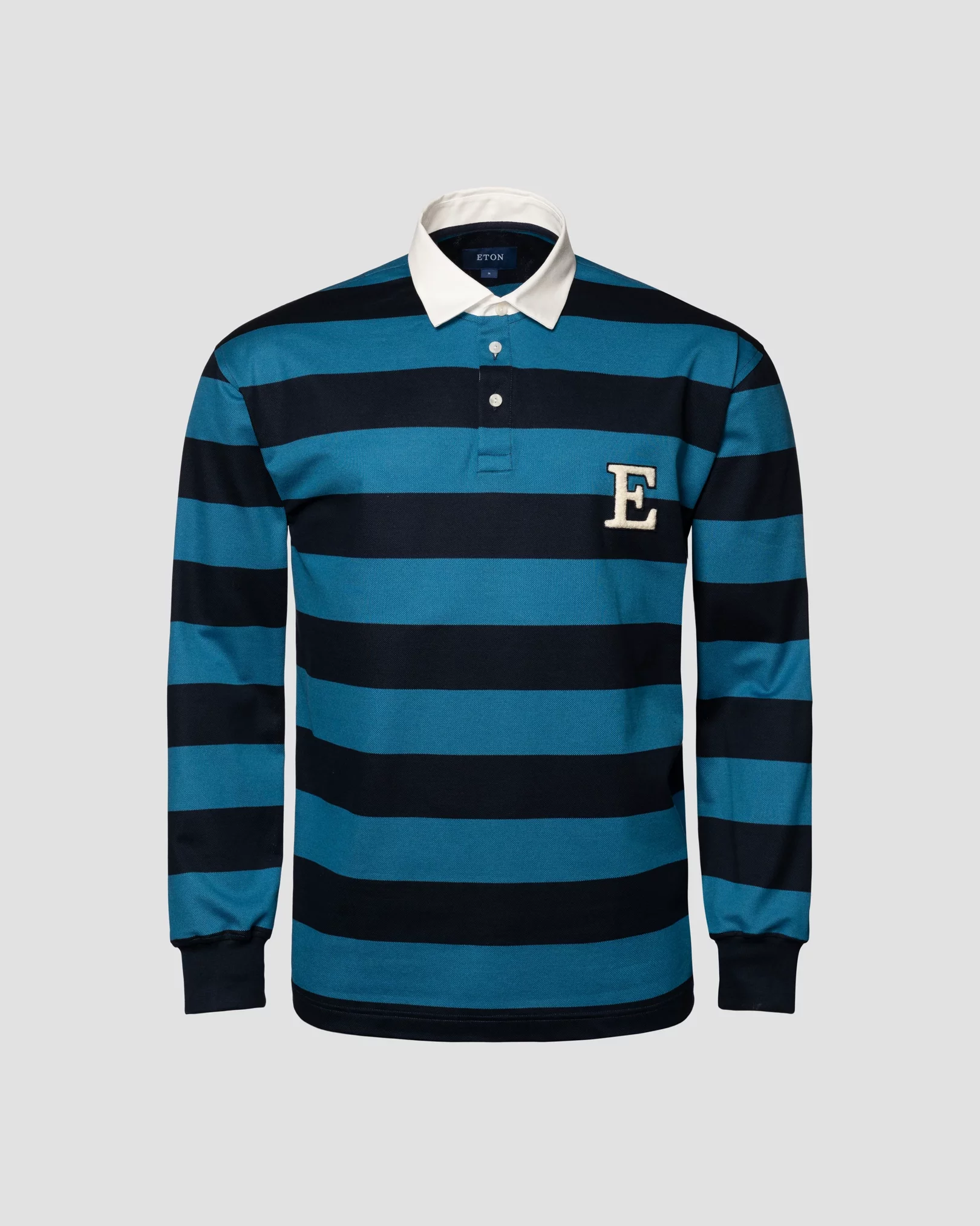Blue Block Striped Filo di Scozia Rugby Shirt
